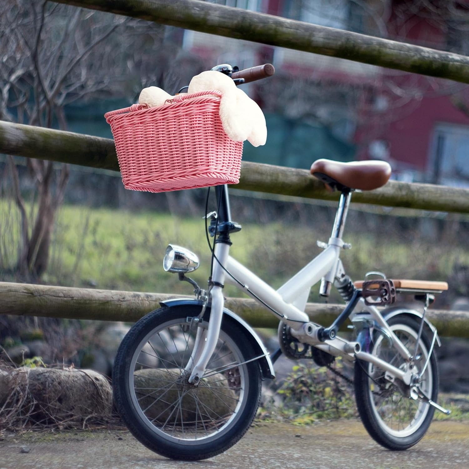 image:imageGRANNY SAYS Kids Bike Basket Front Bicycle Bike Baskets for Kids Small Wicker Bike Basket for Boys and Girls Small Wicker Basket for Bike 1PackPink