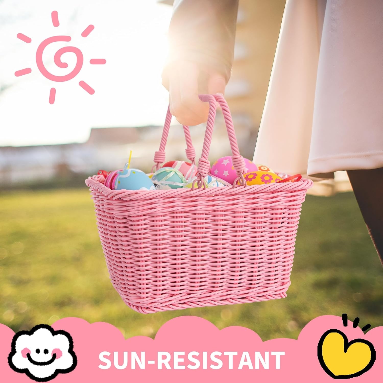 image:imageGRANNY SAYS Kids Bike Basket Front Bicycle Bike Baskets for Kids Small Wicker Bike Basket for Boys and Girls Small Wicker Basket for Bike 1PackPink