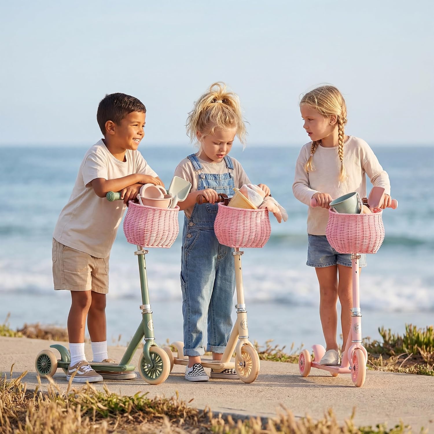 image:imageGRANNY SAYS Kids Bike Basket Front Bicycle Bike Baskets for Kids Small Wicker Bike Basket for Boys and Girls Small Wicker Basket for Bike 1PackPinkBellShaped