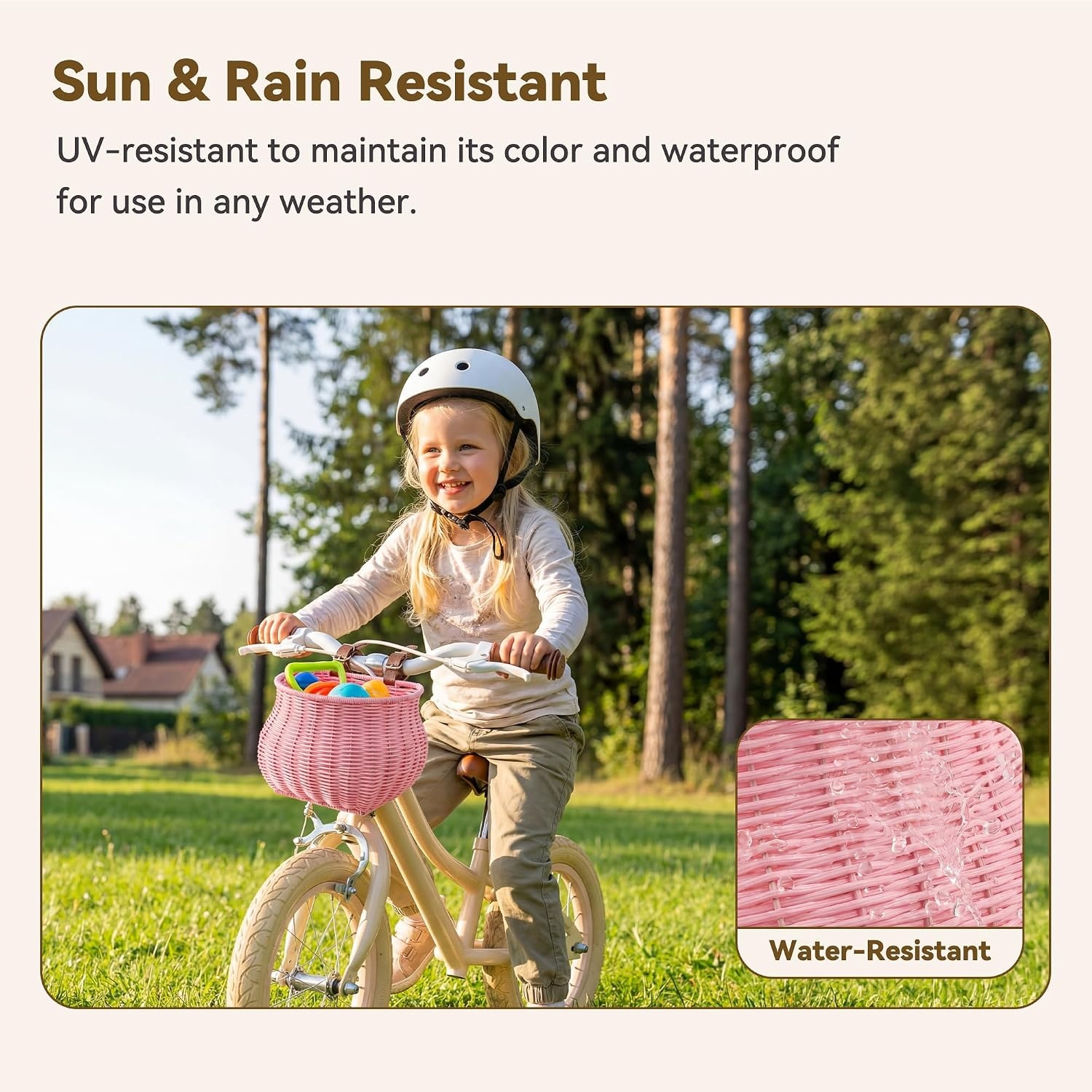 image:imageGRANNY SAYS Kids Bike Basket Front Bicycle Bike Baskets for Kids Small Wicker Bike Basket for Boys and Girls Small Wicker Basket for Bike 1PackPinkBellShaped
