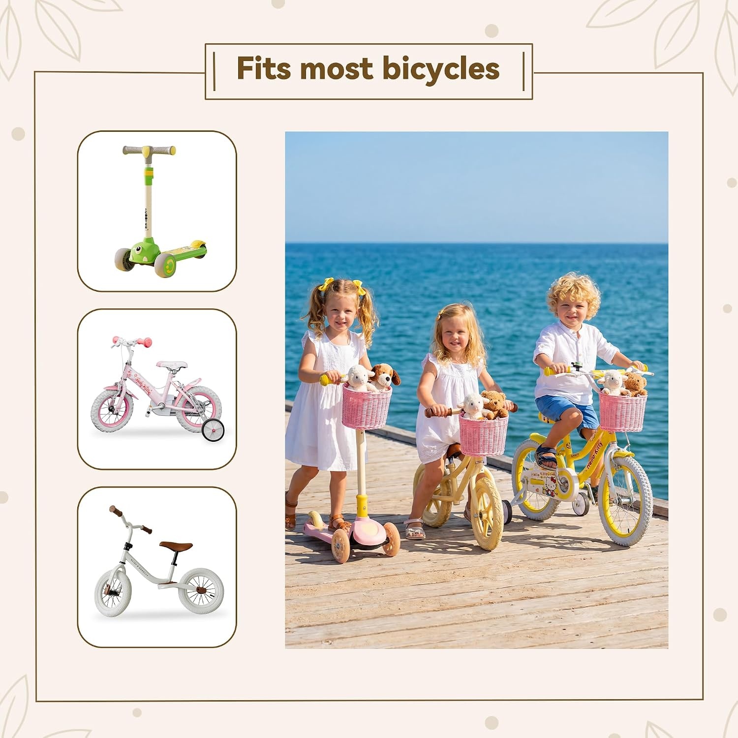 image:imageGRANNY SAYS Kids Bike Basket Front Bicycle Bike Baskets for Kids Small Wicker Bike Basket for Boys and Girls Small Wicker Basket for Bike 1PackPinkOval