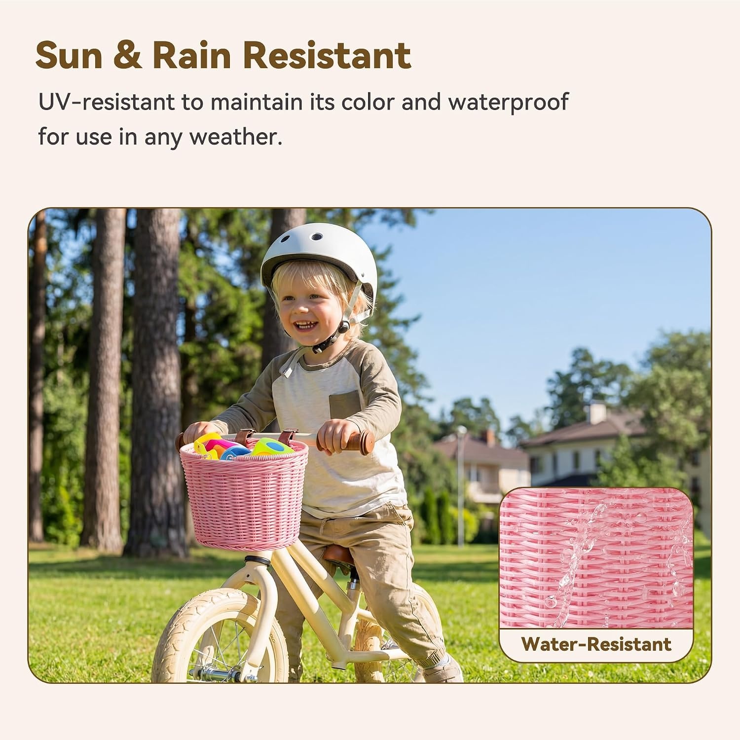 image:imageGRANNY SAYS Kids Bike Basket Front Bicycle Bike Baskets for Kids Small Wicker Bike Basket for Boys and Girls Small Wicker Basket for Bike 1PackPinkOval
