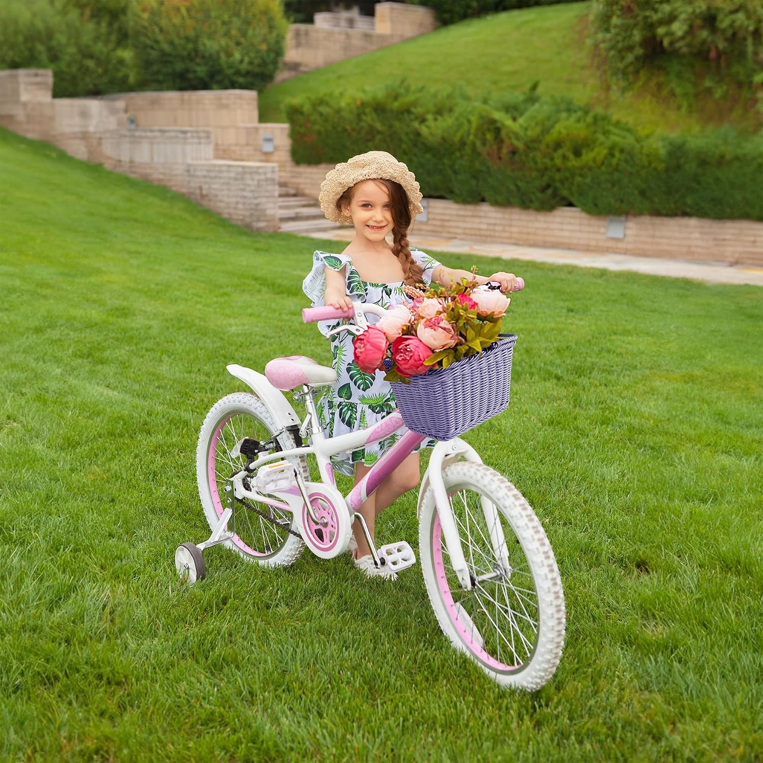 image:imageGRANNY SAYS Kids Bike Basket Front Bicycle Bike Baskets for Kids Small Wicker Bike Basket for Boys and Girls Small Wicker Basket for Bike 1PackPurple