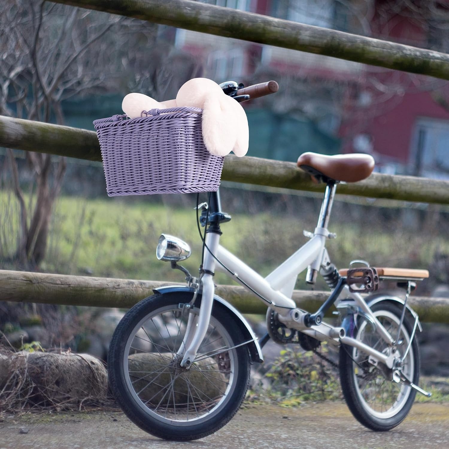 image:imageGRANNY SAYS Kids Bike Basket Front Bicycle Bike Baskets for Kids Small Wicker Bike Basket for Boys and Girls Small Wicker Basket for Bike 1PackPurple