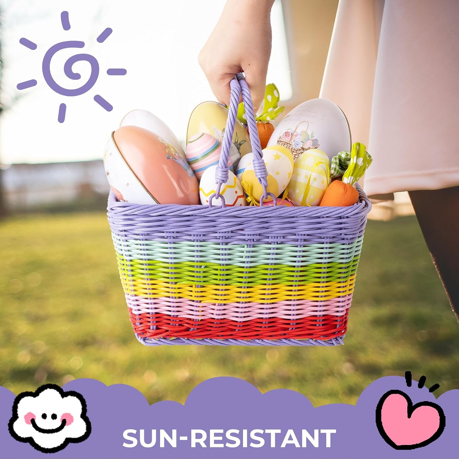 image:imageGRANNY SAYS Kids Bike Basket Front Bicycle Bike Baskets for Kids Small Wicker Bike Basket for Boys and Girls Small Wicker Basket for Bike 1PackRainbow