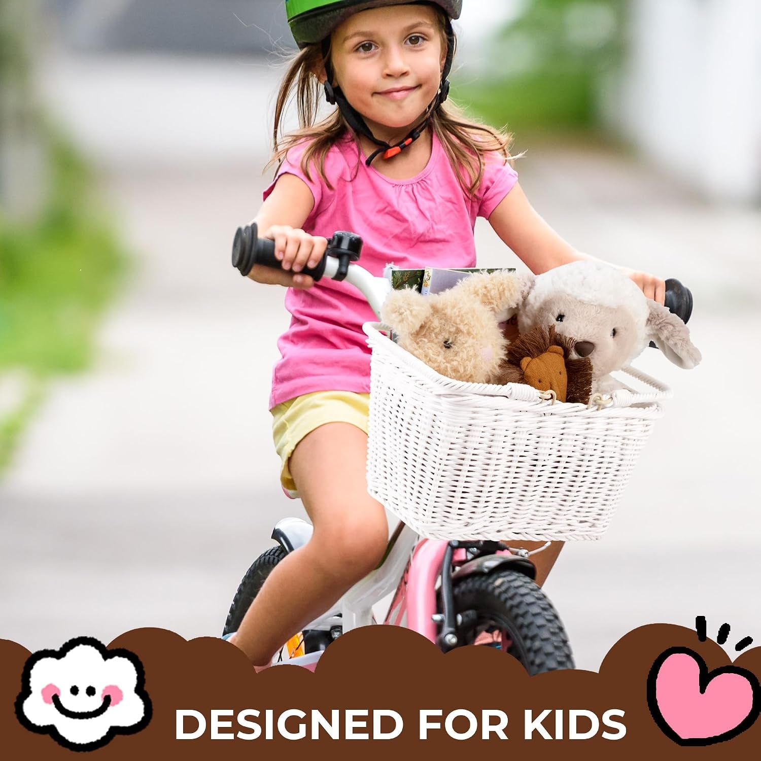 image:imageGRANNY SAYS Kids Bike Basket Front Bicycle Bike Baskets for Kids Small Wicker Bike Basket for Boys and Girls Small Wicker Basket for Bike 1PackWhite