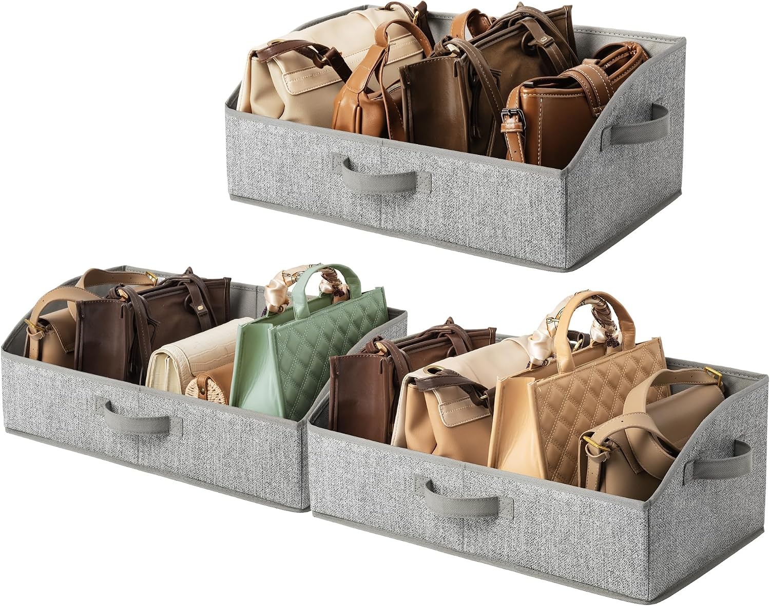 image:imageGRANNY SAYS Purse Organizer for Closet Trapezoid Storage Bins Closet Shelf Organizer Storage Baskets for Shelves Fabric Clothing Organizer Closet Organizers and Storage Gray 3PackAsh Gray