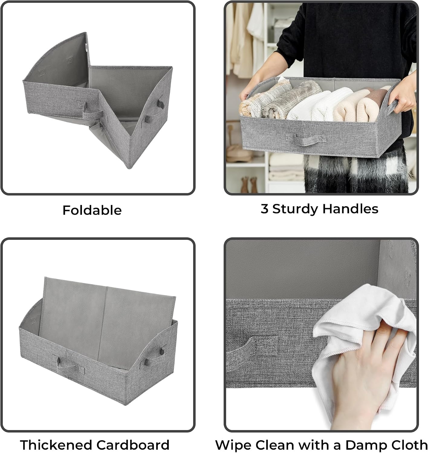 image:imageGRANNY SAYS Purse Organizer for Closet Trapezoid Storage Bins Closet Shelf Organizer Storage Baskets for Shelves Fabric Clothing Organizer Closet Organizers and Storage Gray 3PackDark Gray