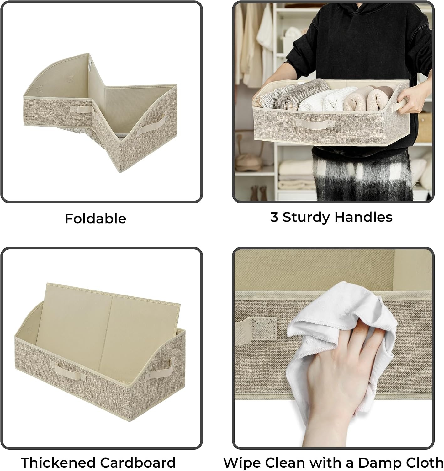 image:imageGRANNY SAYS Purse Organizer for Closet Trapezoid Storage Bins Closet Shelf Organizer Storage Baskets for Shelves Fabric Clothing Organizer Closet Organizers and Storage Gray 3PackHoney Beige