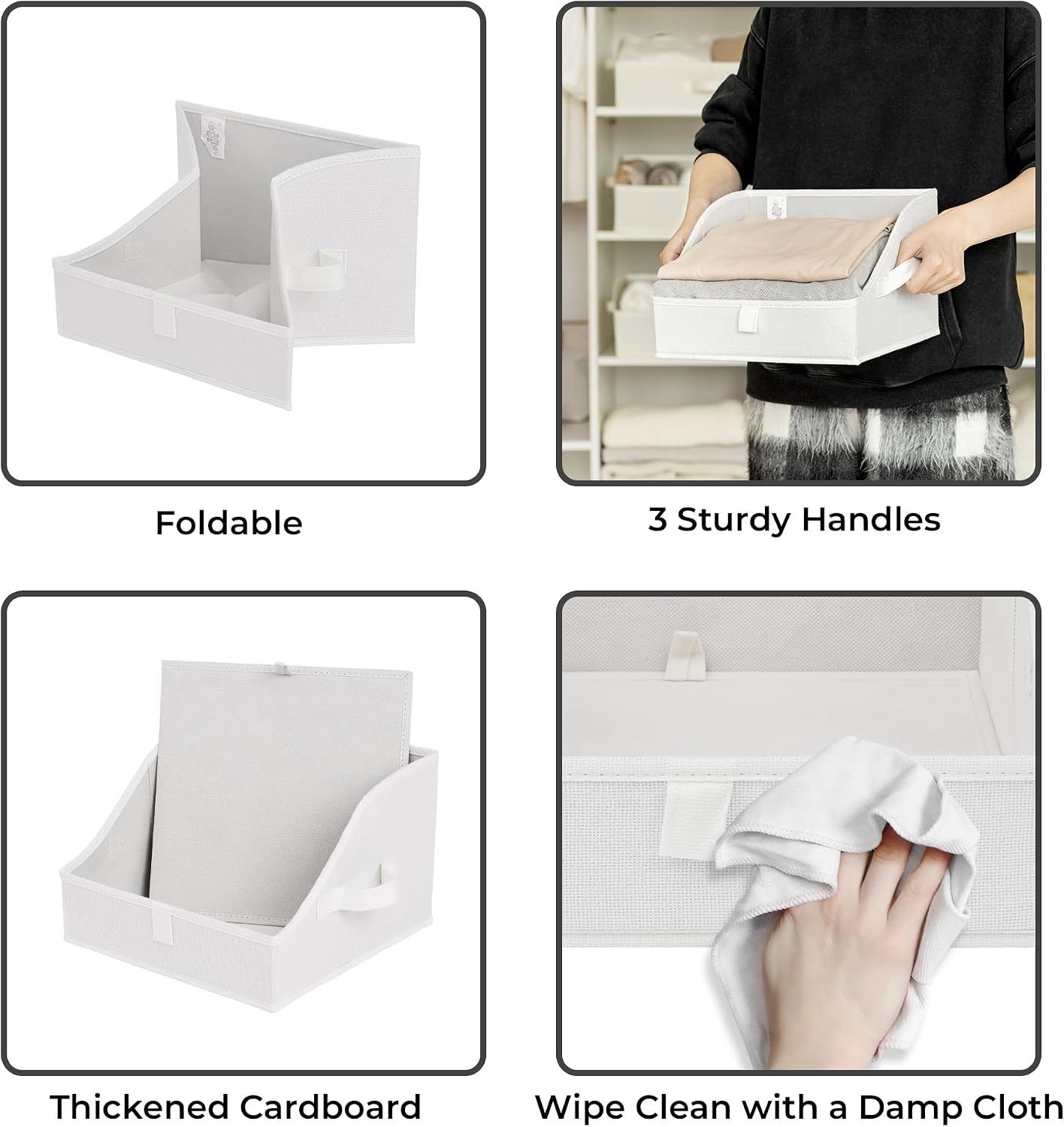 image:imageGRANNY SAYS Purse Organizer for Closet Trapezoid Storage Bins Closet Shelf Organizer Storage Baskets for Shelves Fabric Clothing Organizer Closet Organizers and Storage Gray 3PackPearl White