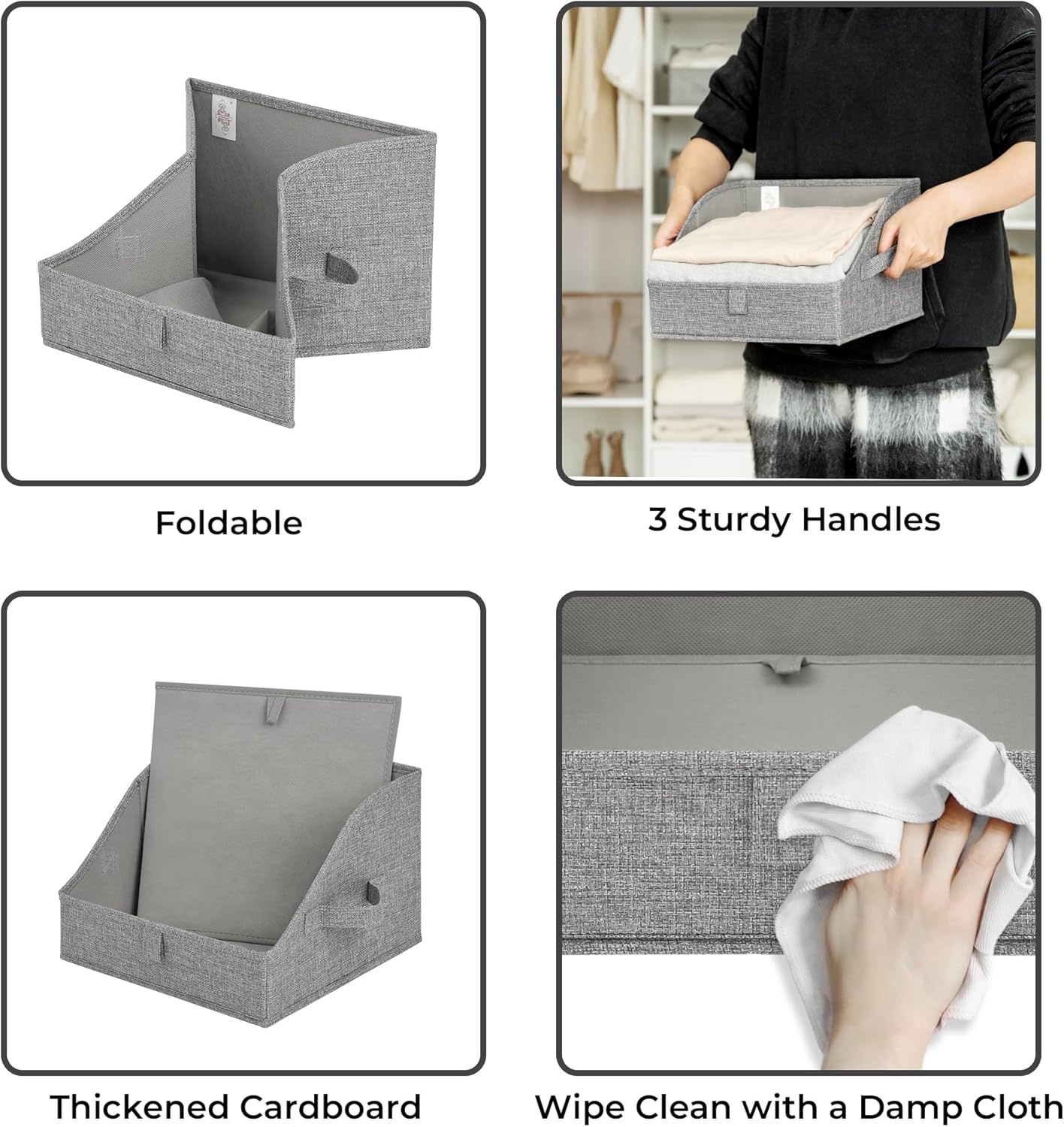 image:imageGRANNY SAYS Purse Organizer for Closet Trapezoid Storage Bins Closet Shelf Organizer Storage Baskets for Shelves Fabric Clothing Organizer Closet Organizers and Storage Gray 3PackDark Gray