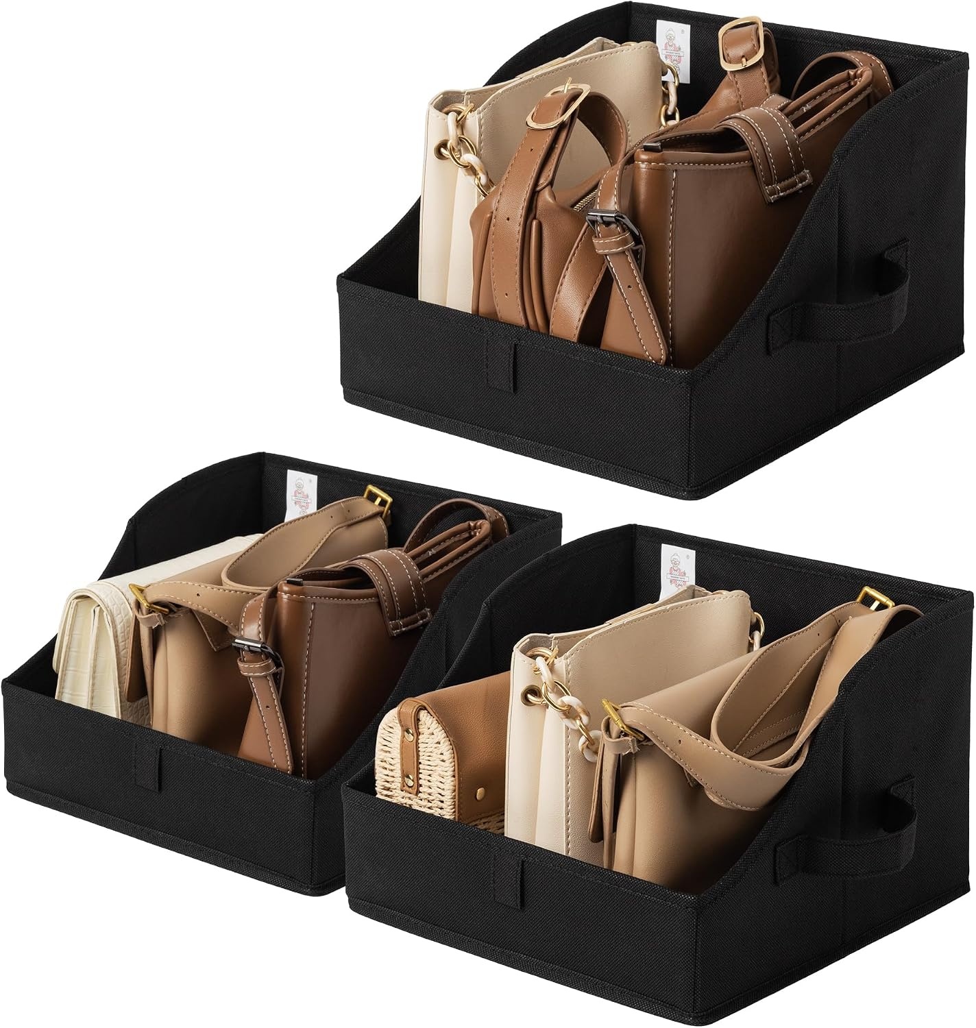 image:imageGRANNY SAYS Purse Organizer for Closet Trapezoid Storage Bins Closet Shelf Organizer Storage Baskets for Shelves Fabric Clothing Organizer Closet Organizers and Storage Gray 3PackBlack