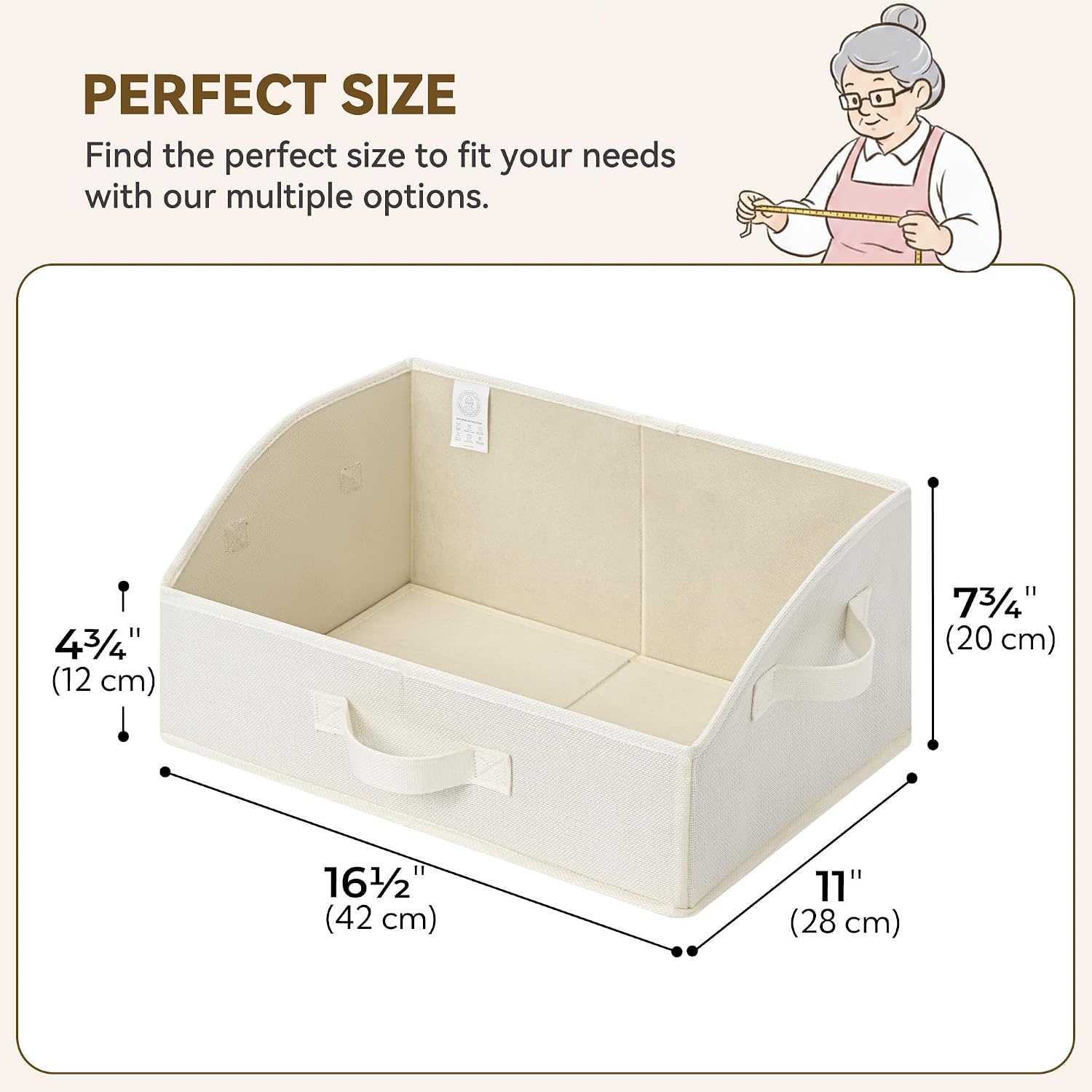 image:imageGRANNY SAYS Purse Organizer for Closet Trapezoid Storage Bins Closet Shelf Organizer Storage Baskets for Shelves Fabric Clothing Organizer Closet Organizers and Storage Gray 3PackPearl White