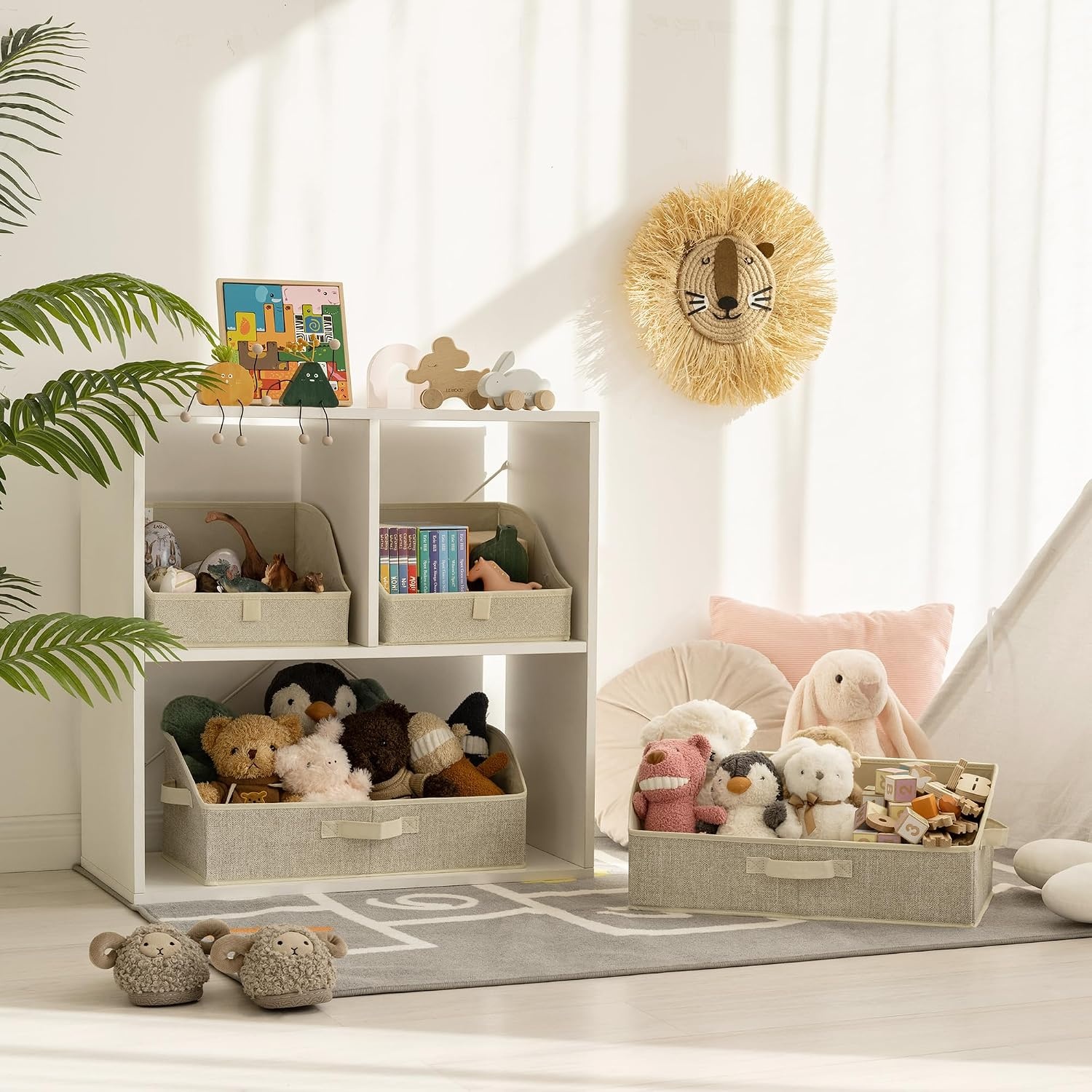 image:imageGRANNY SAYS Purse Organizer for Closet Trapezoid Storage Bins Closet Shelf Organizer Storage Baskets for Shelves Fabric Clothing Organizer Closet Organizers and Storage Gray 3PackHoney Beige
