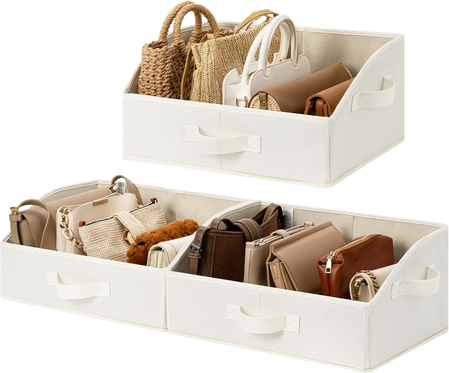 image:imageGRANNY SAYS Purse Organizer for Closet Trapezoid Storage Bins Closet Shelf Organizer Storage Baskets for Shelves Fabric Clothing Organizer Closet Organizers and Storage Gray 3PackPearl White