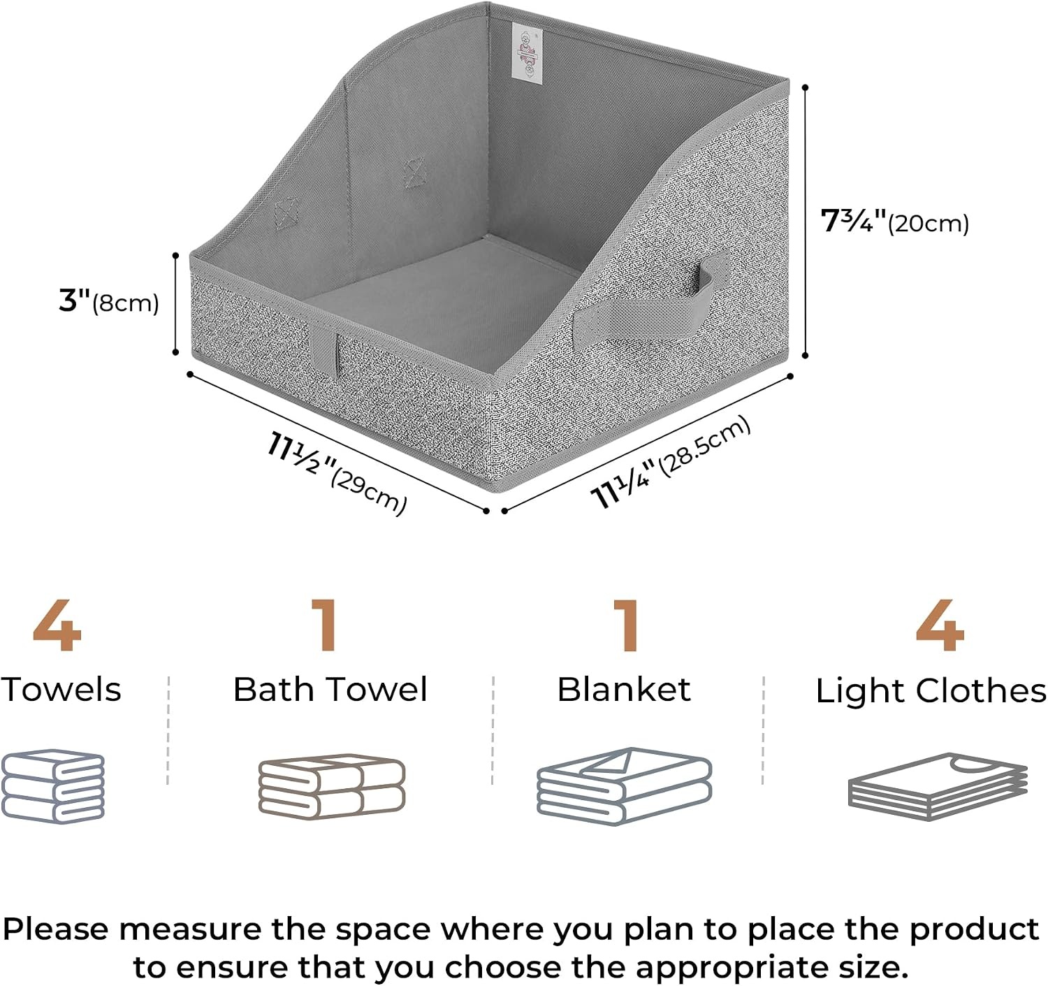 image:imageGRANNY SAYS Purse Organizer for Closet Trapezoid Storage Bins Closet Shelf Organizer Storage Baskets for Shelves Fabric Clothing Organizer Closet Organizers and Storage Gray 3PackAsh Gray