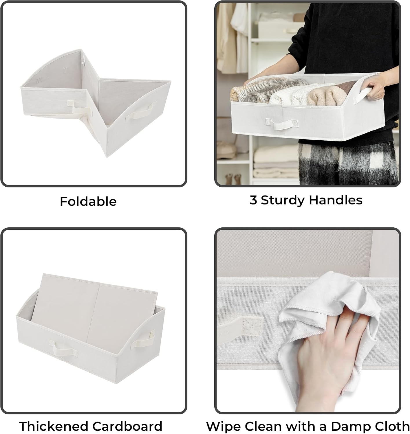 image:imageGRANNY SAYS Purse Organizer for Closet Trapezoid Storage Bins Closet Shelf Organizer Storage Baskets for Shelves Fabric Clothing Organizer Closet Organizers and Storage Gray 3PackPearl White