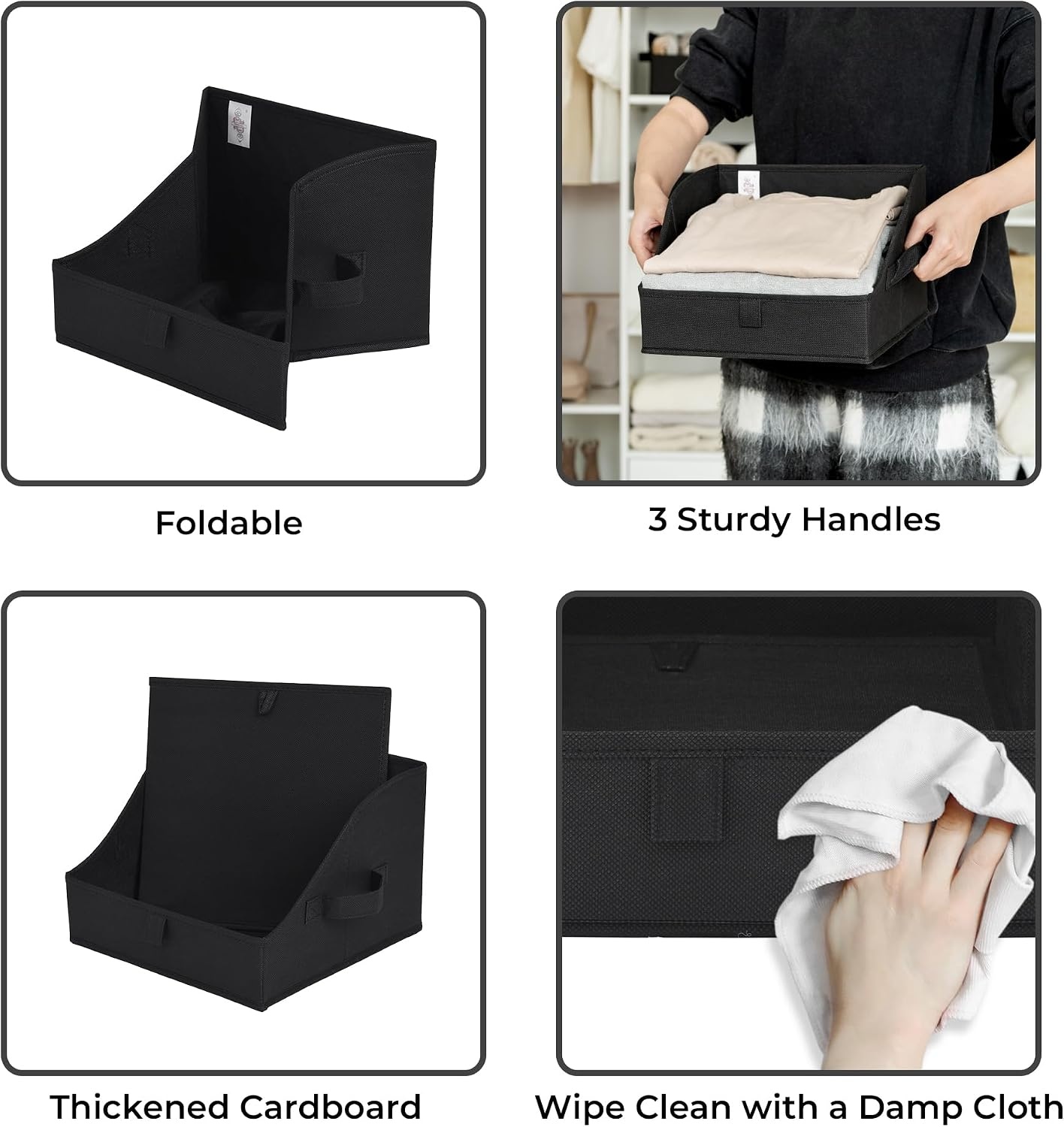 image:imageGRANNY SAYS Purse Organizer for Closet Trapezoid Storage Bins Closet Shelf Organizer Storage Baskets for Shelves Fabric Clothing Organizer Closet Organizers and Storage Gray 3PackBlack