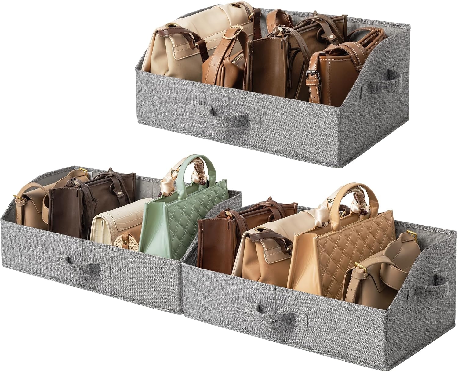 image:imageGRANNY SAYS Purse Organizer for Closet Trapezoid Storage Bins Closet Shelf Organizer Storage Baskets for Shelves Fabric Clothing Organizer Closet Organizers and Storage Gray 3PackDark Gray