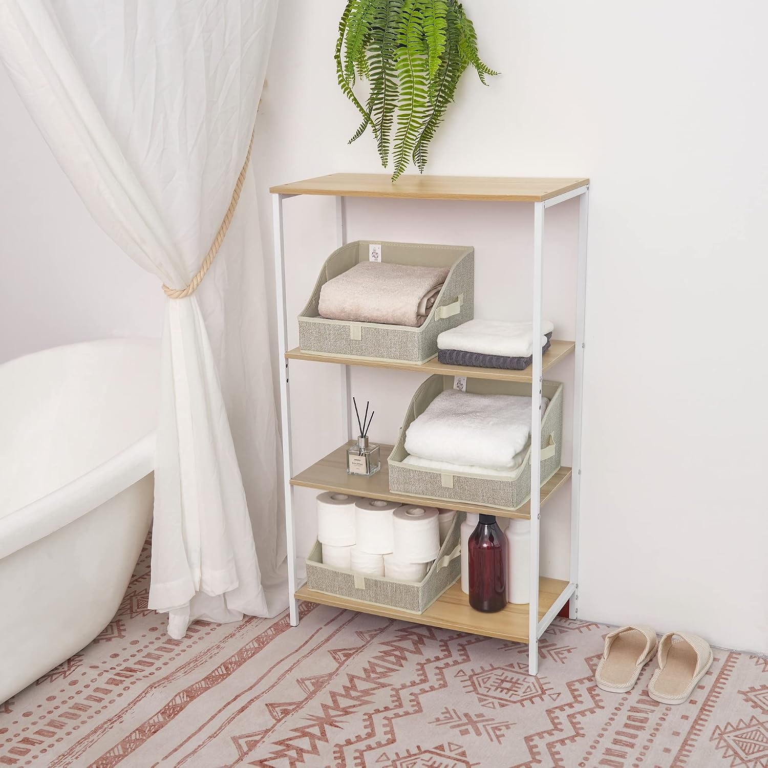 image:imageGRANNY SAYS Purse Organizer for Closet Trapezoid Storage Bins Closet Shelf Organizer Storage Baskets for Shelves Fabric Clothing Organizer Closet Organizers and Storage Gray 3PackHoney Beige