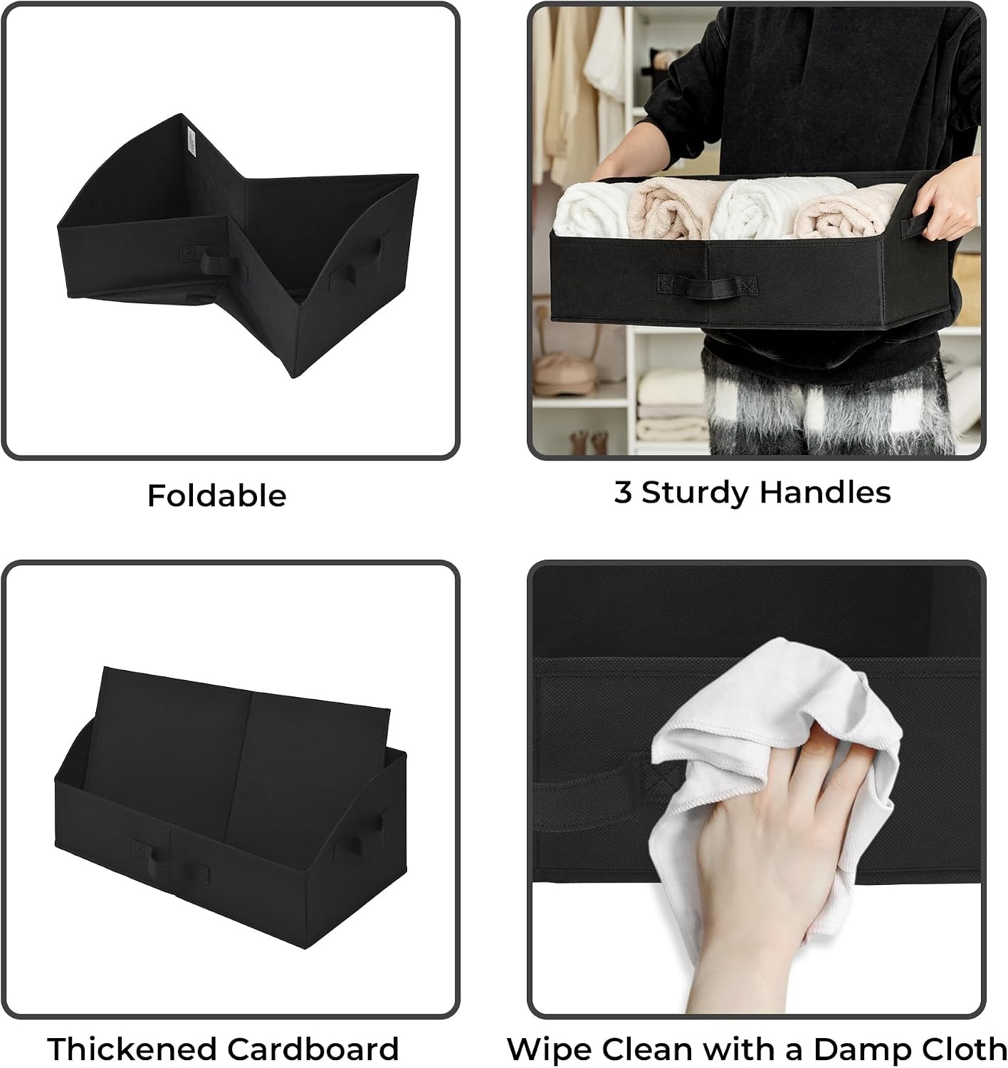 image:imageGRANNY SAYS Purse Organizer for Closet Trapezoid Storage Bins Closet Shelf Organizer Storage Baskets for Shelves Fabric Clothing Organizer Closet Organizers and Storage Gray 3PackBlack