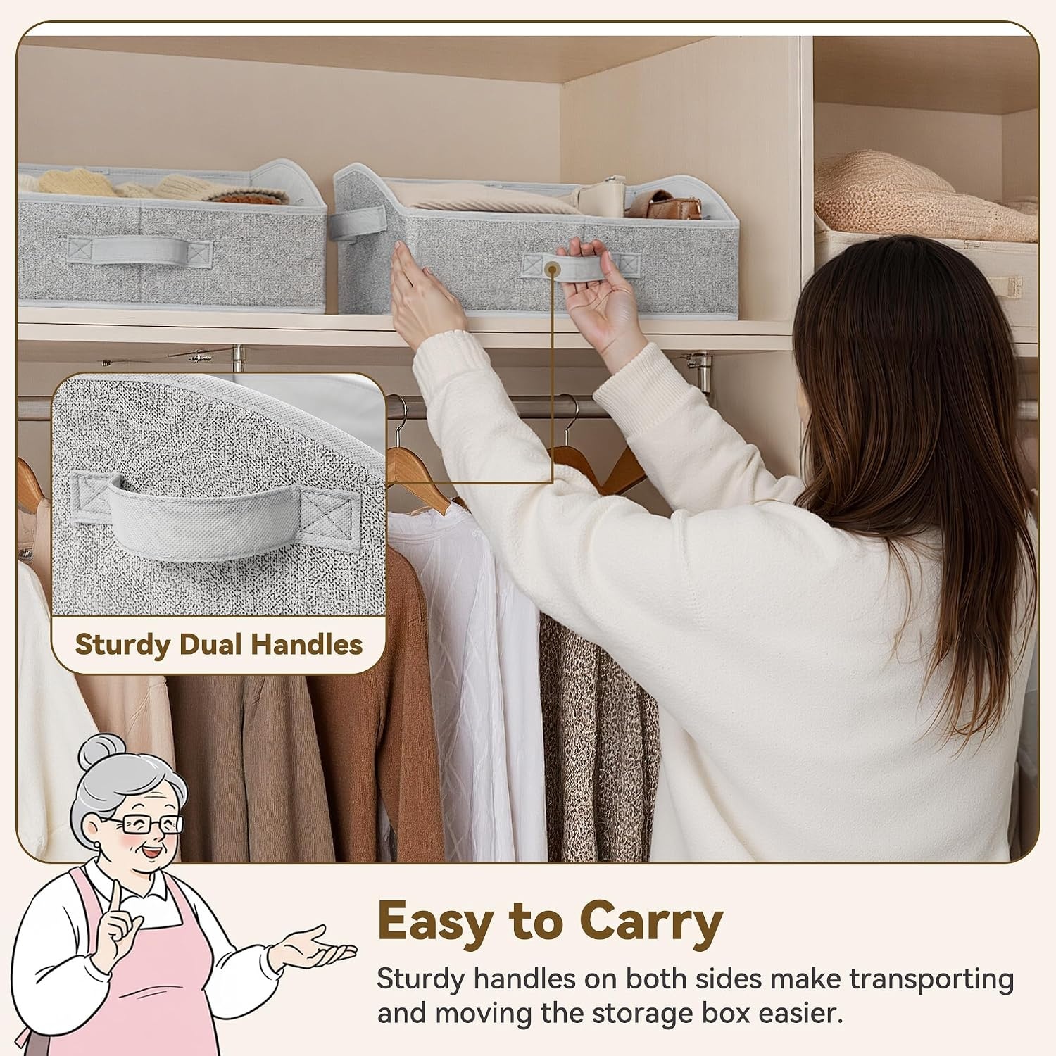 image:imageGRANNY SAYS Purse Organizer for Closet Trapezoid Storage Bins Closet Shelf Organizer Storage Baskets for Shelves Fabric Clothing Organizer Closet Organizers and Storage Gray 3PackAsh Gray