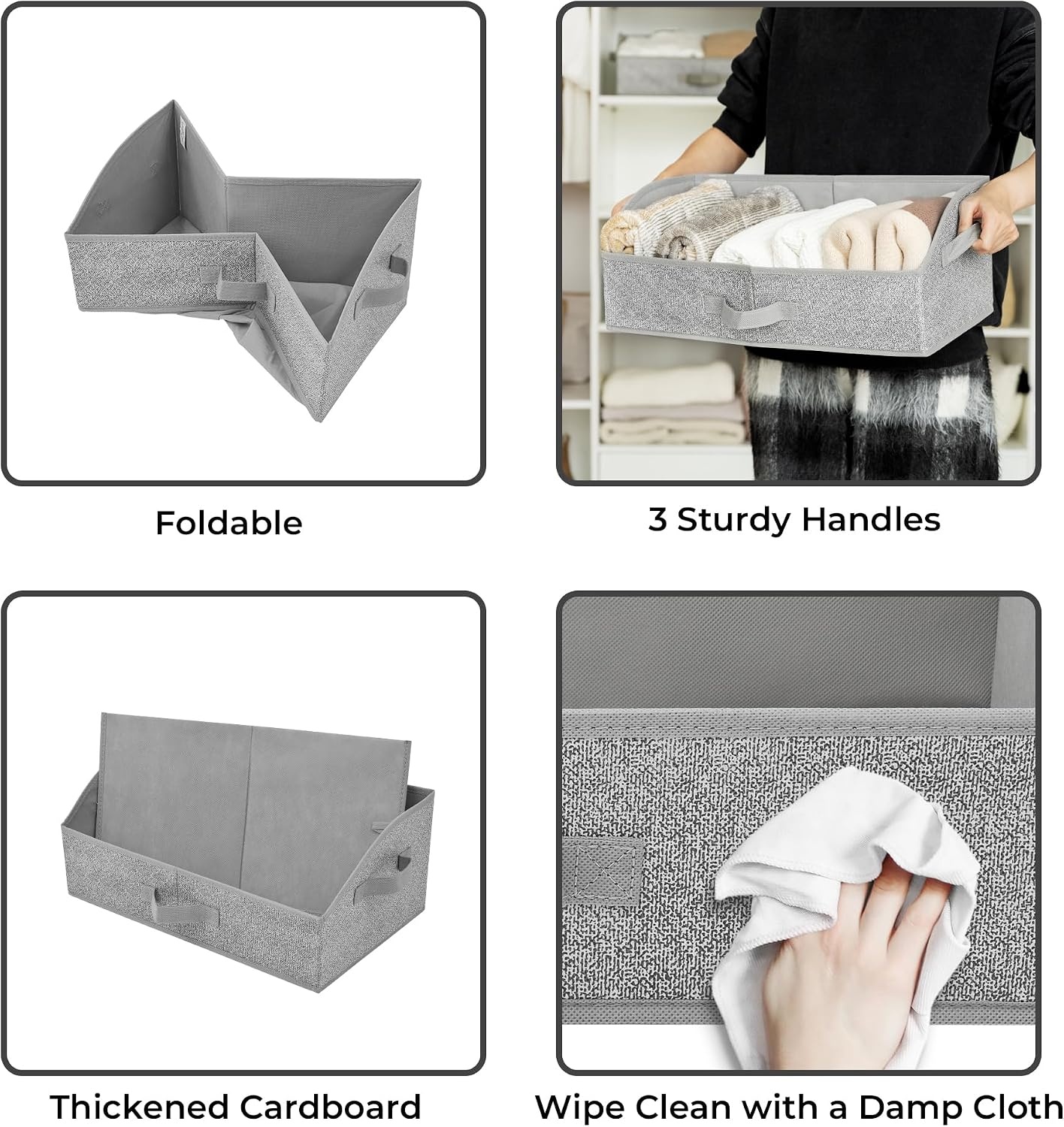 image:imageGRANNY SAYS Purse Organizer for Closet Trapezoid Storage Bins Closet Shelf Organizer Storage Baskets for Shelves Fabric Clothing Organizer Closet Organizers and Storage Gray 3PackAsh Gray