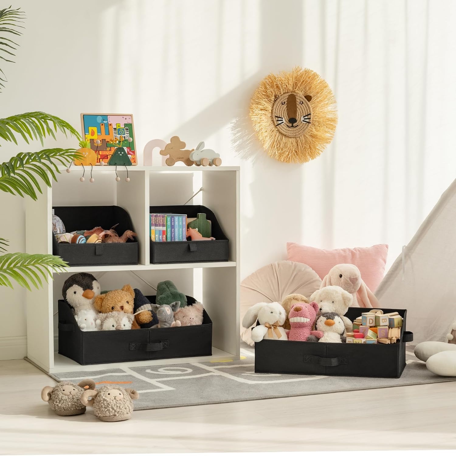 image:imageGRANNY SAYS Purse Organizer for Closet Trapezoid Storage Bins Closet Shelf Organizer Storage Baskets for Shelves Fabric Clothing Organizer Closet Organizers and Storage Gray 3PackBlack