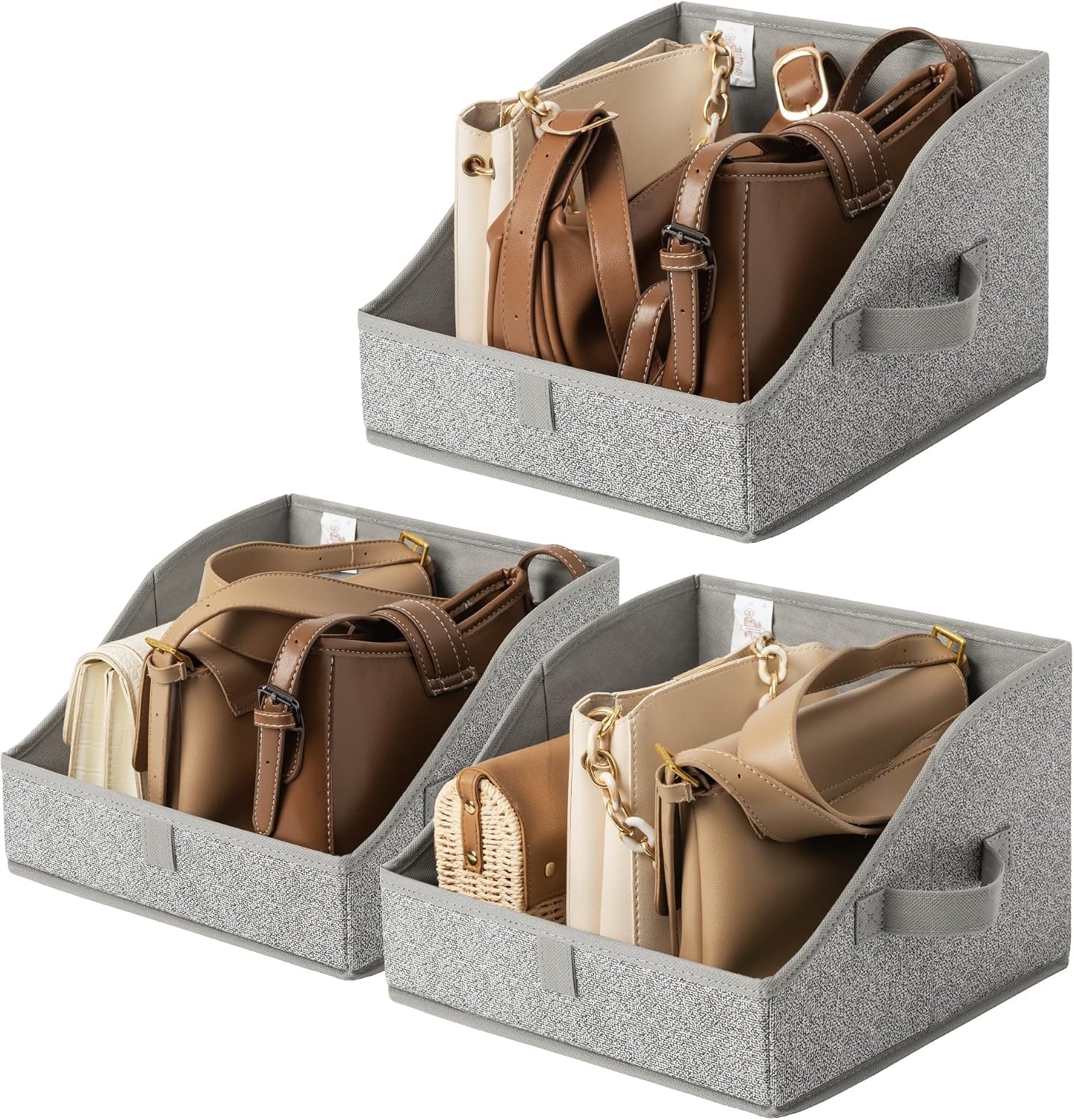 image:imageGRANNY SAYS Purse Organizer for Closet Trapezoid Storage Bins Closet Shelf Organizer Storage Baskets for Shelves Fabric Clothing Organizer Closet Organizers and Storage Gray 3PackAsh Gray
