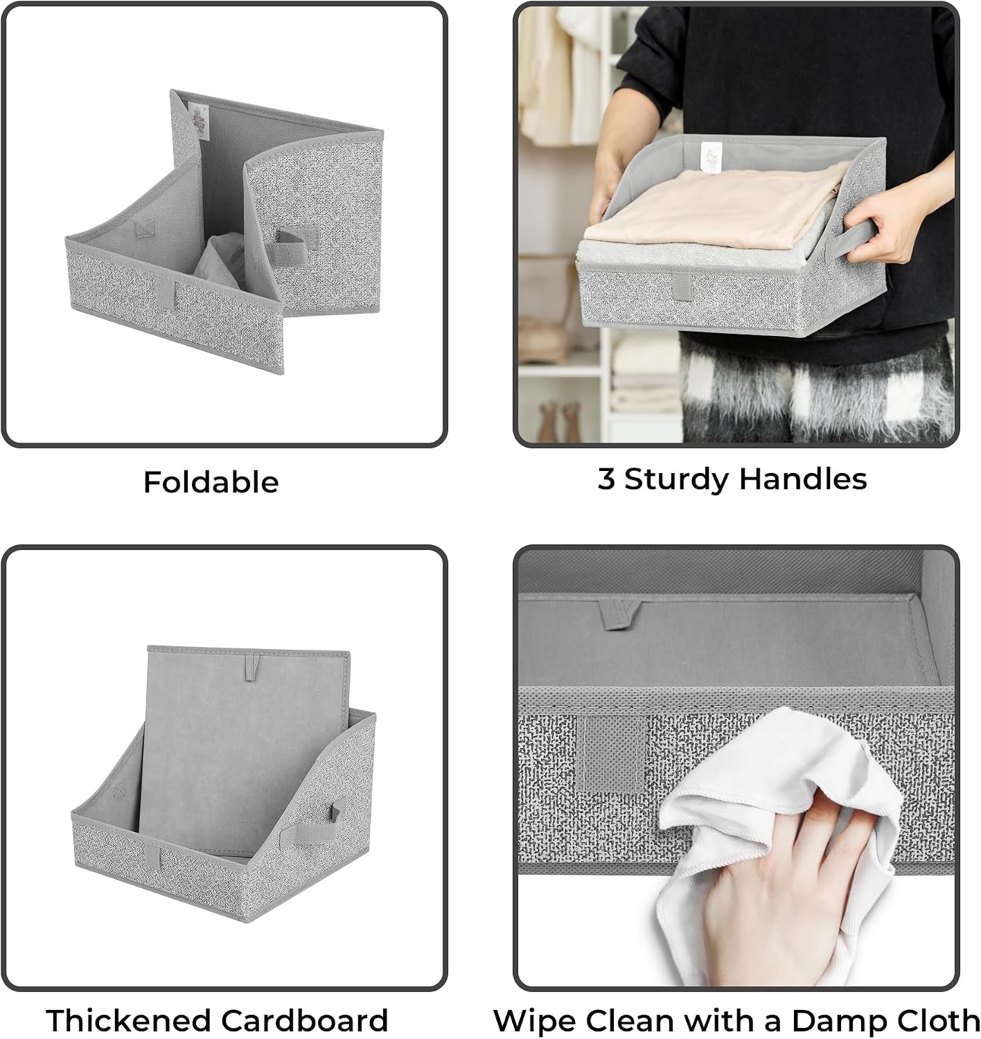 image:imageGRANNY SAYS Purse Organizer for Closet Trapezoid Storage Bins Closet Shelf Organizer Storage Baskets for Shelves Fabric Clothing Organizer Closet Organizers and Storage Gray 3PackAsh Gray