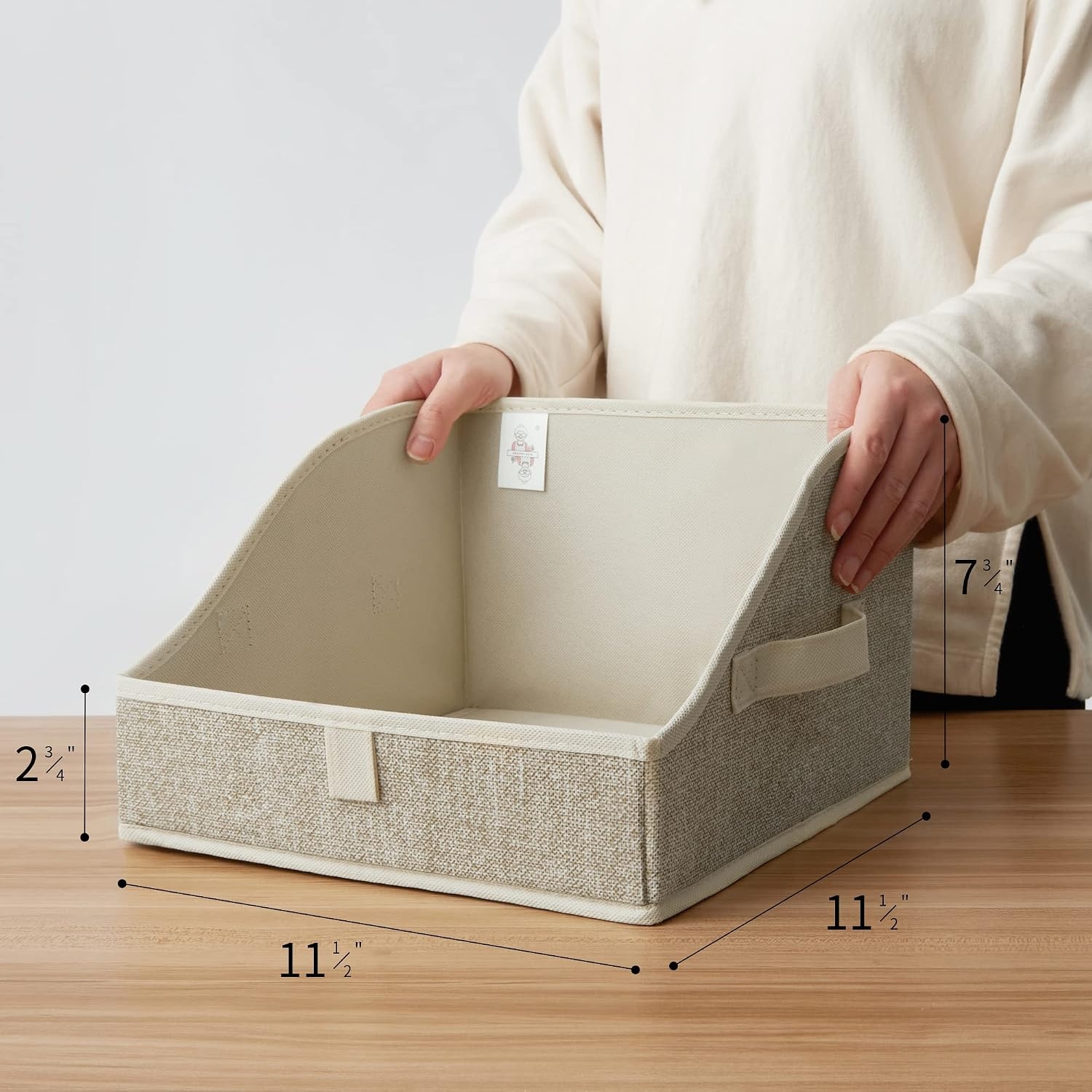 image:imageGRANNY SAYS Purse Organizer for Closet Trapezoid Storage Bins Closet Shelf Organizer Storage Baskets for Shelves Fabric Clothing Organizer Closet Organizers and Storage Gray 3PackHoney Beige