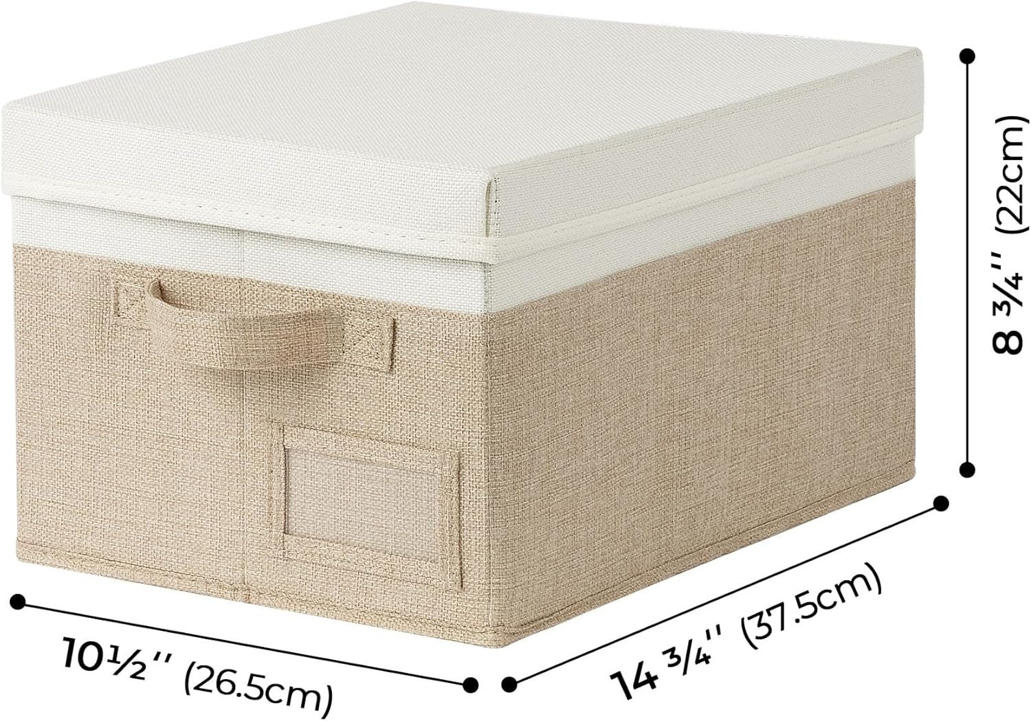 image:imageGRANNY SAYS Storage Basket with Lid Linen Fabric Storage Bins with Label Decorative Storage Boxes Clothes Storage and Organization Memory Keepsake Box 3Pack Medium KhakiampIvoryWhiteKhaki