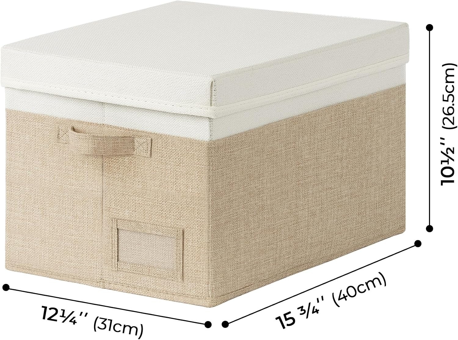 image:imageGRANNY SAYS Storage Basket with Lid Linen Fabric Storage Bins with Label Decorative Storage Boxes Clothes Storage and Organization Memory Keepsake Box 3Pack Medium KhakiampIvoryWhiteKhaki