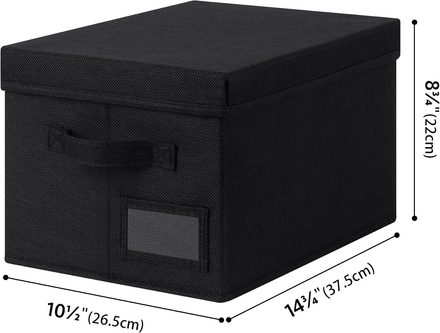 image:imageGRANNY SAYS Storage Basket with Lid Linen Fabric Storage Bins with Label Decorative Storage Boxes Clothes Storage and Organization Memory Keepsake Box 3Pack Medium KhakiampIvoryBlack