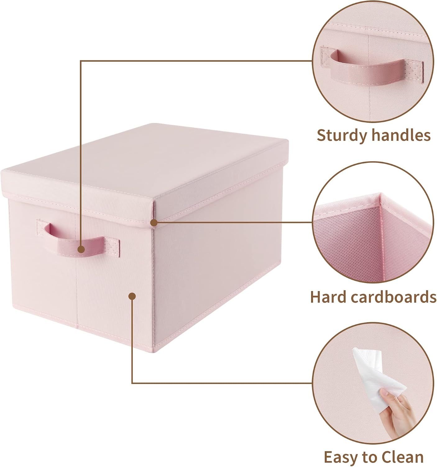 image:imageGRANNY SAYS Storage Basket with Lid Linen Fabric Storage Bins with Label Decorative Storage Boxes Clothes Storage and Organization Memory Keepsake Box 3Pack Medium KhakiampIvoryPink