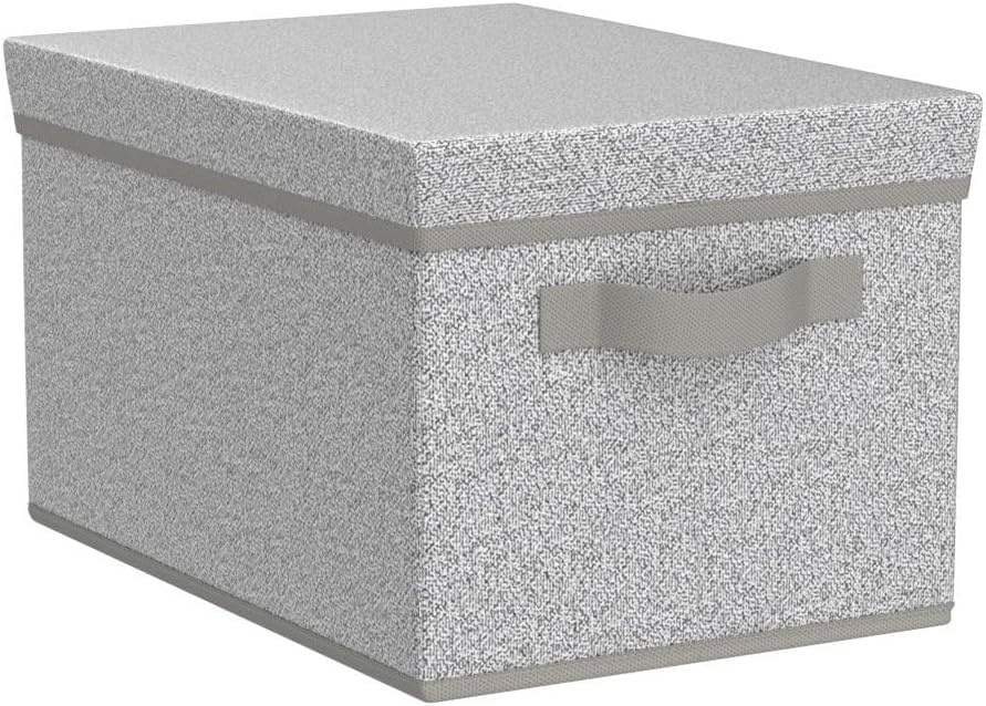 image:imageGRANNY SAYS Storage Basket with Lid Linen Fabric Storage Bins with Label Decorative Storage Boxes Clothes Storage and Organization Memory Keepsake Box 3Pack Medium KhakiampIvoryAsh Gray