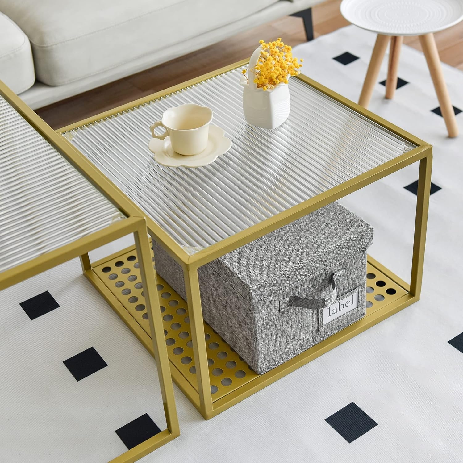 image:imageGRANNY SAYS Storage Basket with Lid Linen Fabric Storage Bins with Label Decorative Storage Boxes Clothes Storage and Organization Memory Keepsake Box 3Pack Medium KhakiampIvoryDark Gray