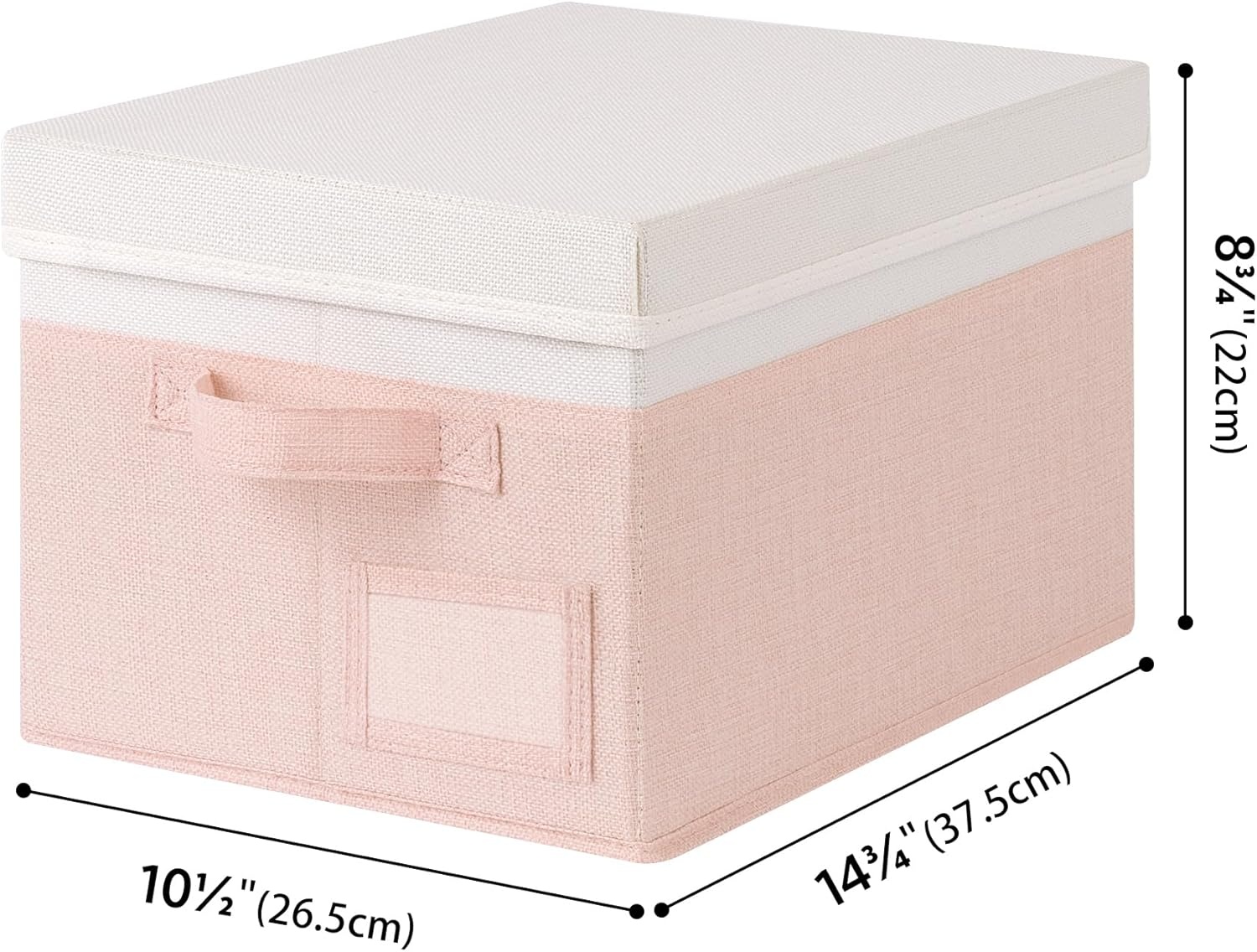 image:imageGRANNY SAYS Storage Basket with Lid Linen Fabric Storage Bins with Label Decorative Storage Boxes Clothes Storage and Organization Memory Keepsake Box 3Pack Medium KhakiampIvoryWhitePink