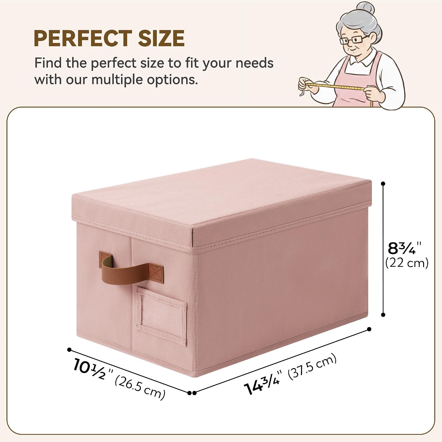 image:imageGRANNY SAYS Storage Basket with Lid Linen Fabric Storage Bins with Label Decorative Storage Boxes Clothes Storage and Organization Memory Keepsake Box 3Pack Medium KhakiampIvoryPinkBrown