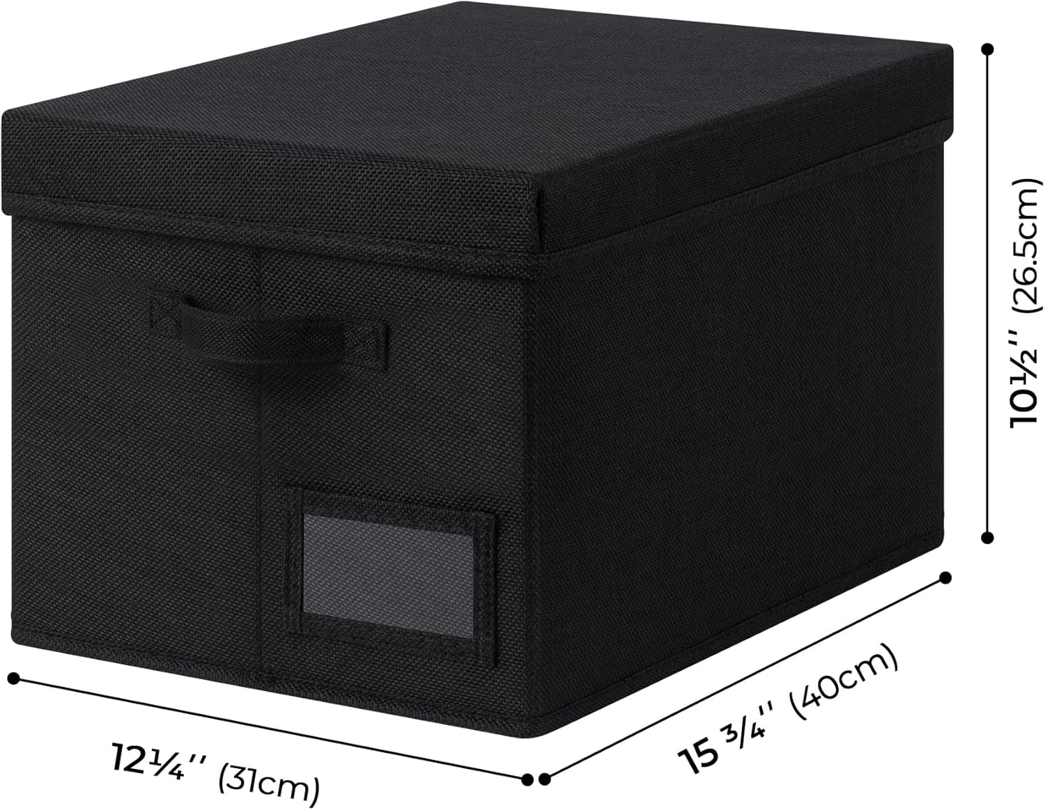 image:imageGRANNY SAYS Storage Basket with Lid Linen Fabric Storage Bins with Label Decorative Storage Boxes Clothes Storage and Organization Memory Keepsake Box 3Pack Medium KhakiampIvoryBlack