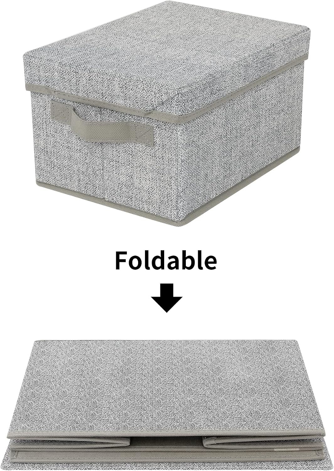 image:imageGRANNY SAYS Storage Basket with Lid Linen Fabric Storage Bins with Label Decorative Storage Boxes Clothes Storage and Organization Memory Keepsake Box 3Pack Medium KhakiampIvoryAsh Gray