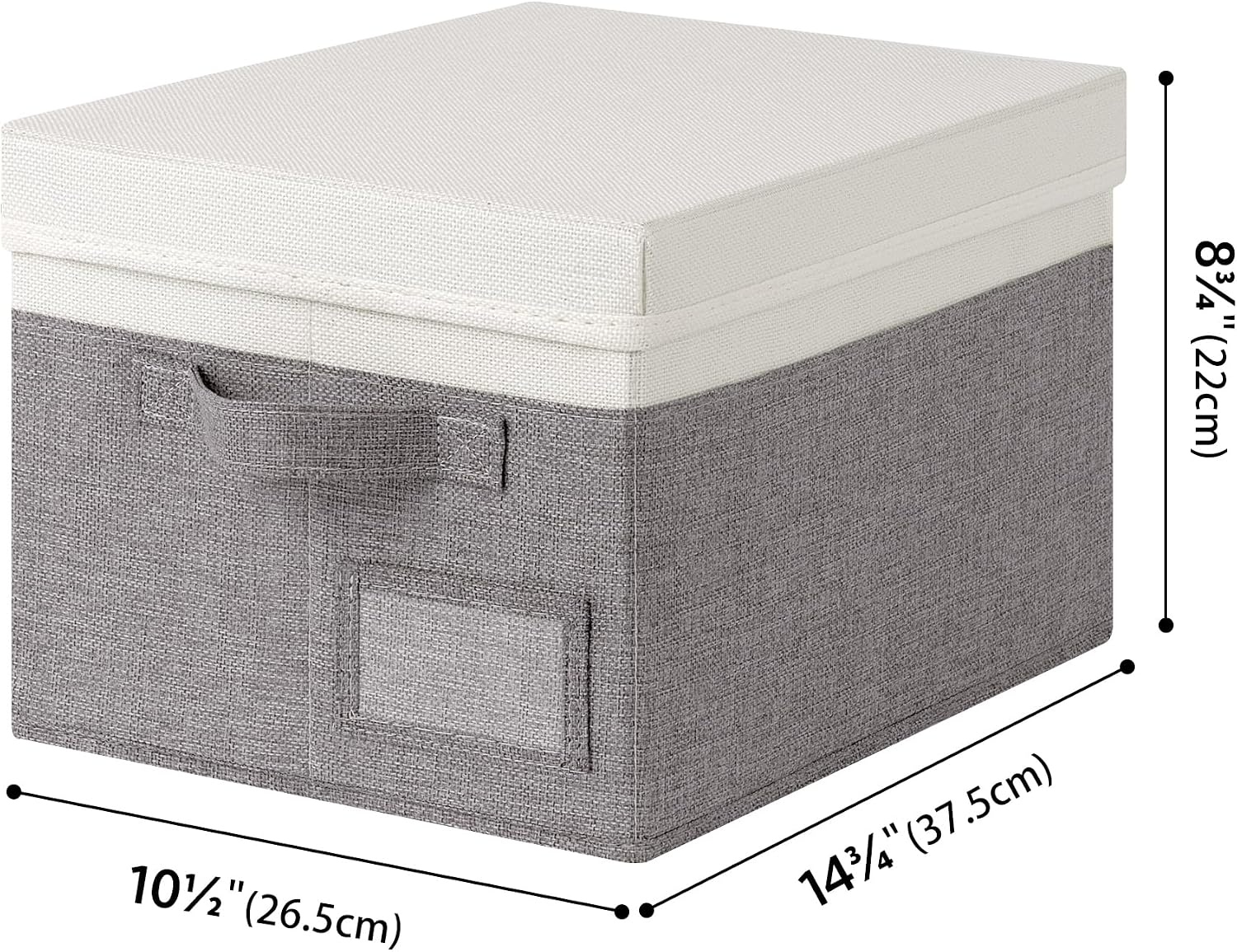 image:imageGRANNY SAYS Storage Basket with Lid Linen Fabric Storage Bins with Label Decorative Storage Boxes Clothes Storage and Organization Memory Keepsake Box 3Pack Medium KhakiampIvoryWhiteGray