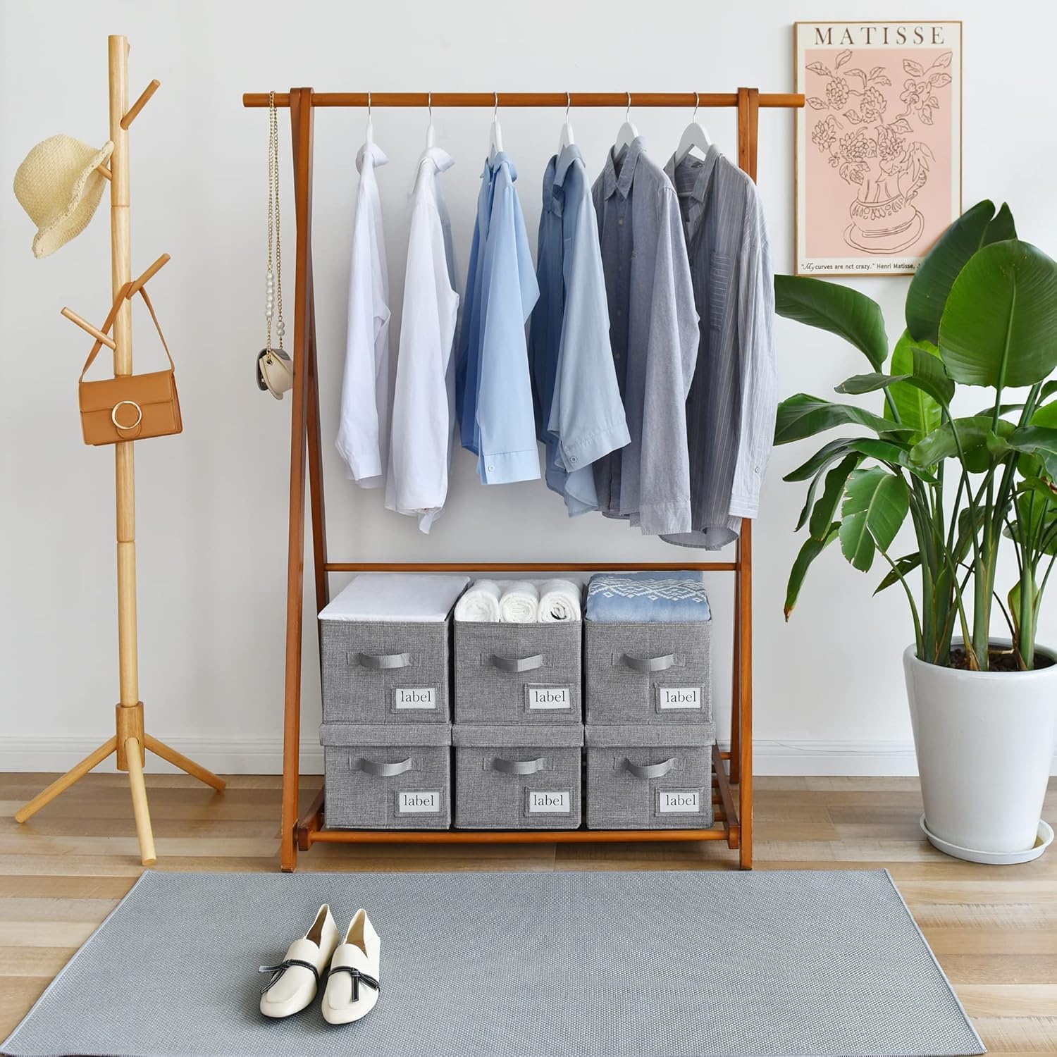 image:imageGRANNY SAYS Storage Basket with Lid Linen Fabric Storage Bins with Label Decorative Storage Boxes Clothes Storage and Organization Memory Keepsake Box 3Pack Medium KhakiampIvoryDark Gray
