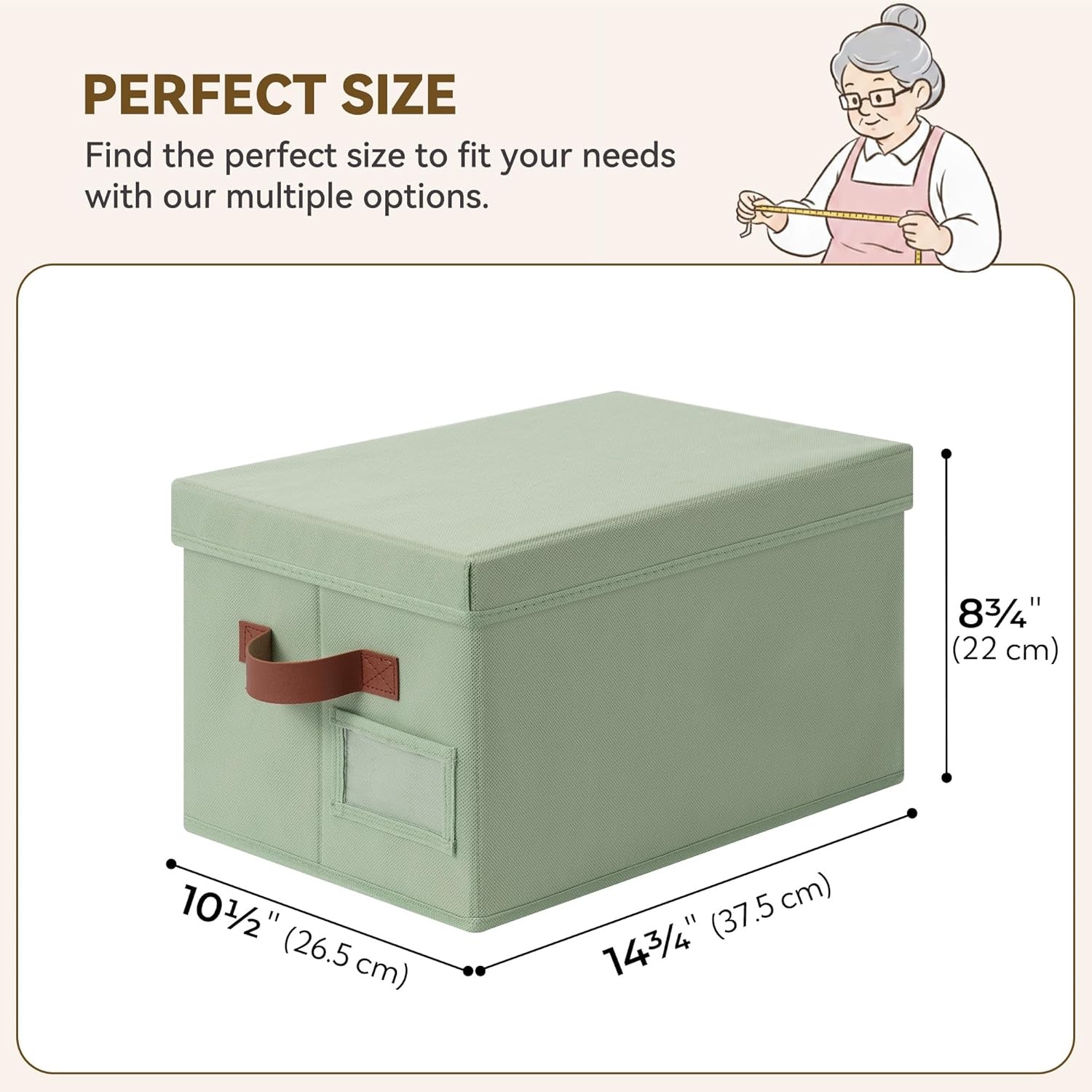 image:imageGRANNY SAYS Storage Basket with Lid Linen Fabric Storage Bins with Label Decorative Storage Boxes Clothes Storage and Organization Memory Keepsake Box 3Pack Medium KhakiampIvoryGreenBrown