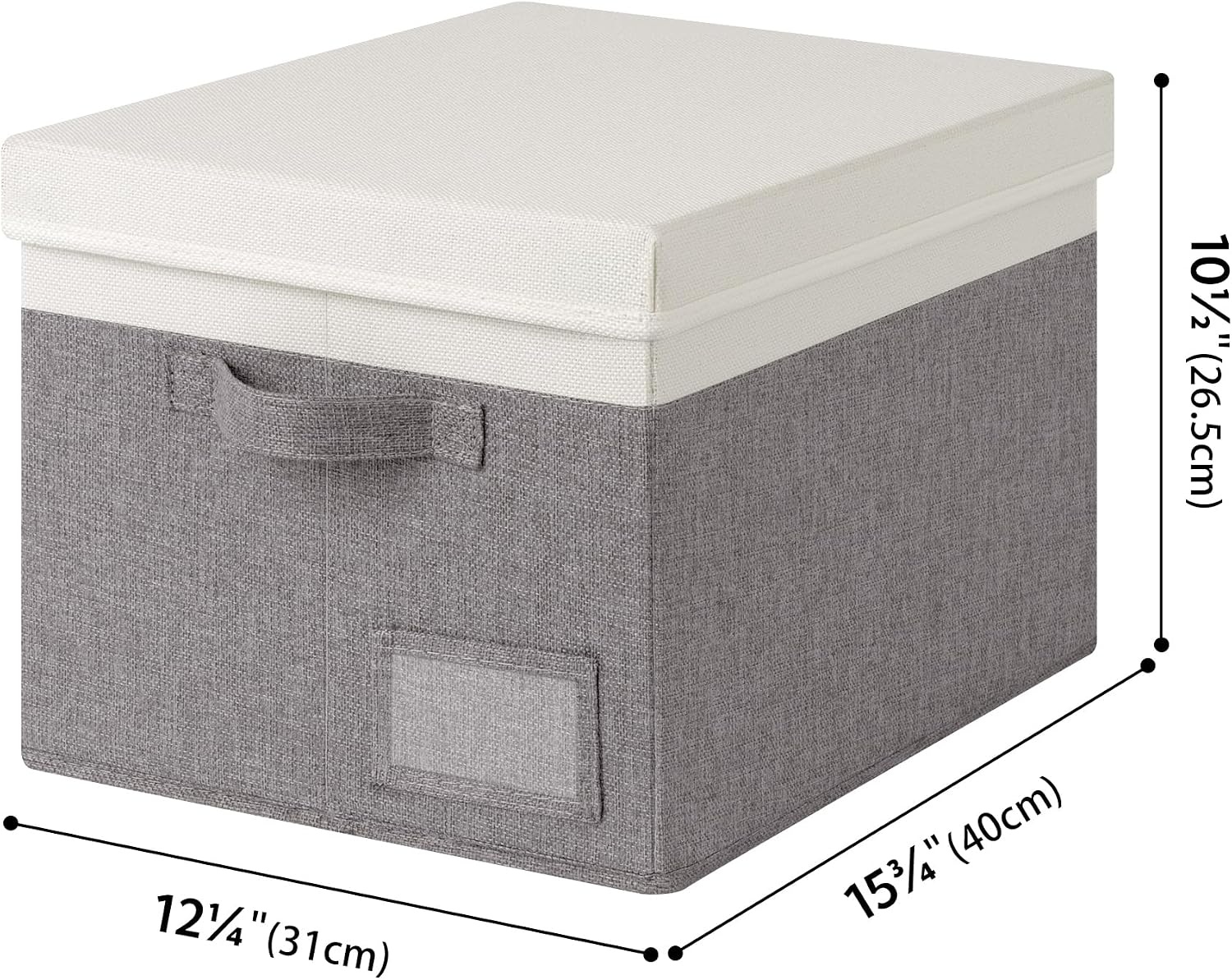 image:imageGRANNY SAYS Storage Basket with Lid Linen Fabric Storage Bins with Label Decorative Storage Boxes Clothes Storage and Organization Memory Keepsake Box 3Pack Medium KhakiampIvoryWhiteGray