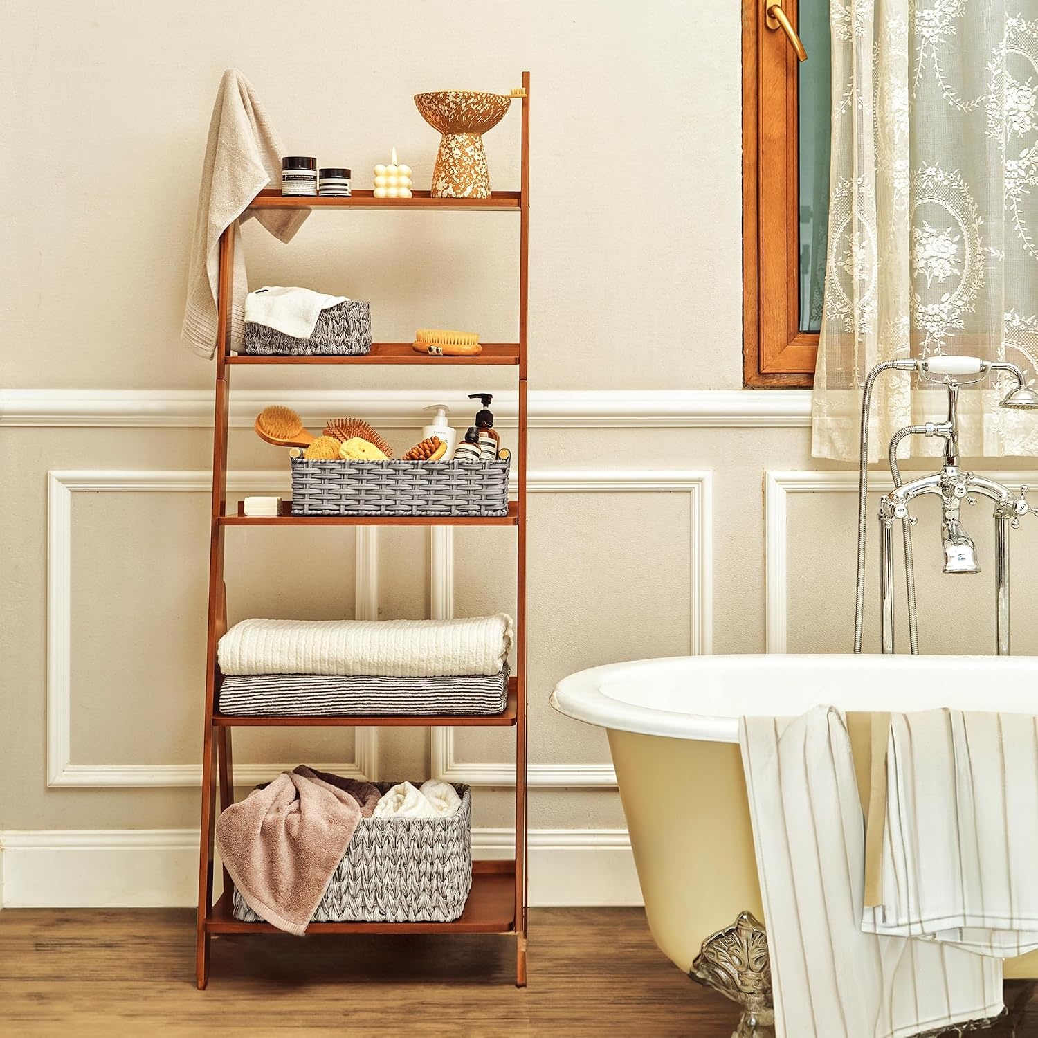 image:imageGRANNY SAYS Wicker Baskets for Storage Wicker Baskets for Shelves Waterproof Toilet Tank Topper Toilet Paper Basket for Back of Toilet Gray