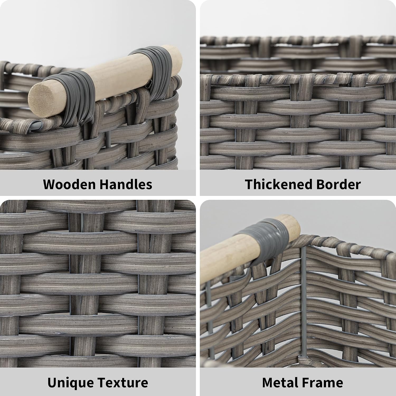 image:imageGRANNY SAYS Wicker Baskets for Storage Wicker Baskets for Shelves Waterproof Toilet Tank Topper Toilet Paper Basket for Back of Toilet Gray