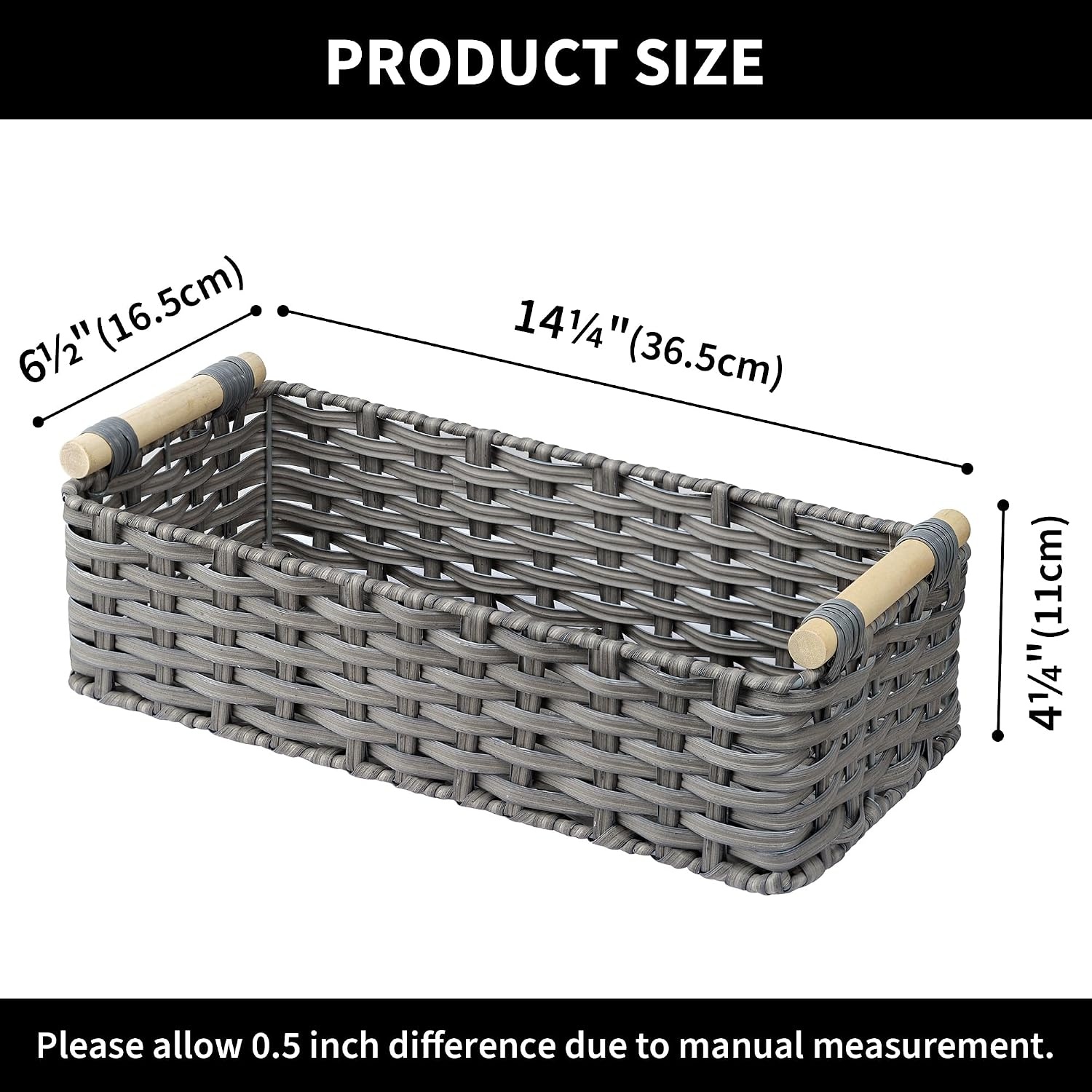 image:imageGRANNY SAYS Wicker Baskets for Storage Wicker Baskets for Shelves Waterproof Toilet Tank Topper Toilet Paper Basket for Back of Toilet Gray