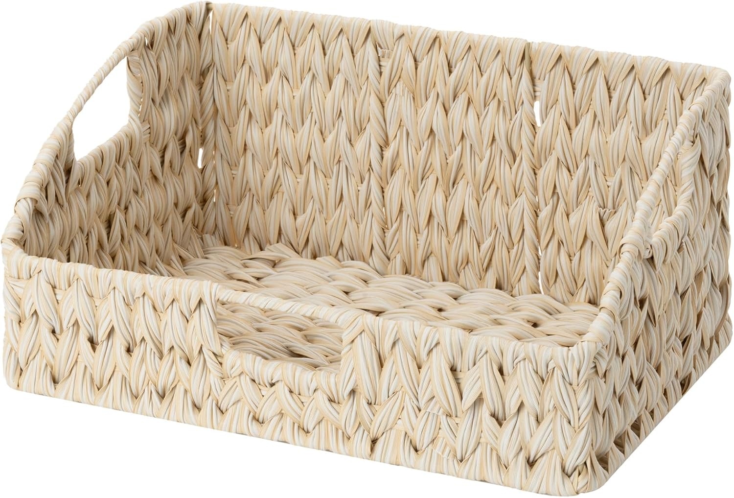 image:imageGRANNY SAYS Wicker Storage Baskets Waterproof Wicker Basket with Handles Trapezoid Woven Storage Bins for Organizing Decorative Basket Brown 2PackButter Milk