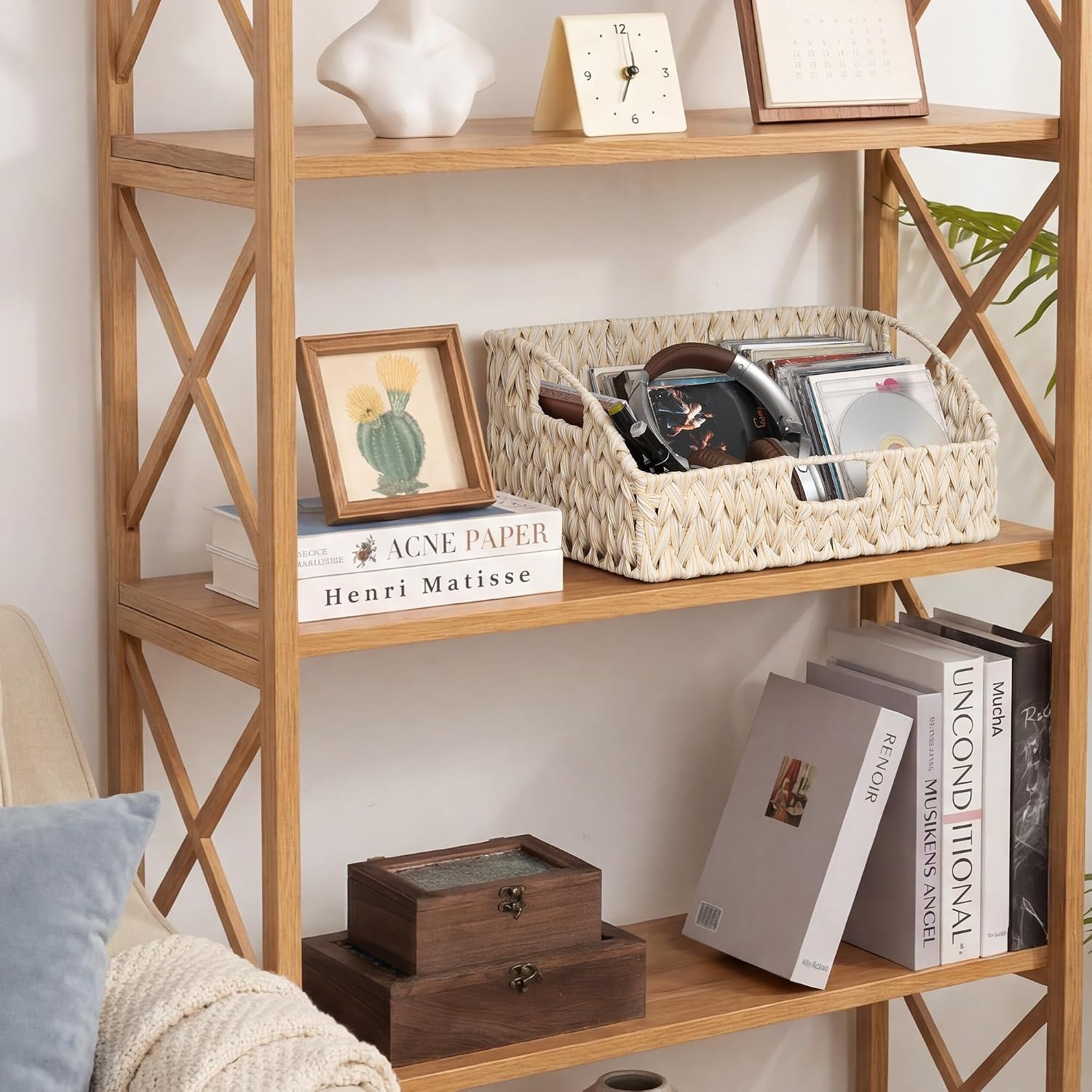 image:imageGRANNY SAYS Wicker Storage Baskets Waterproof Wicker Basket with Handles Trapezoid Woven Storage Bins for Organizing Decorative Basket Brown 2PackButter Milk
